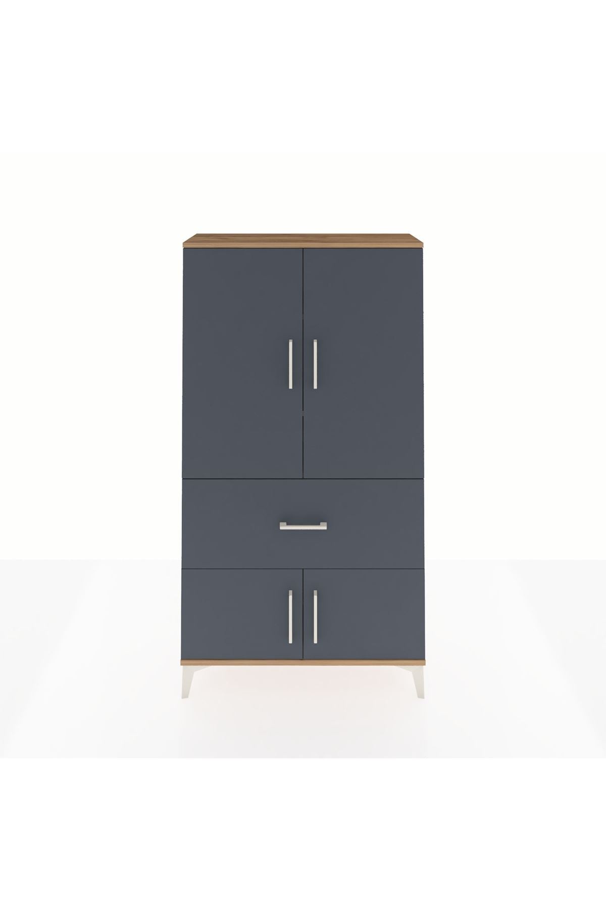 Arges Dolap 3 Raflı Tek Çekmeceli 4 Kapaklı 88x30x163 - S21M015V8A