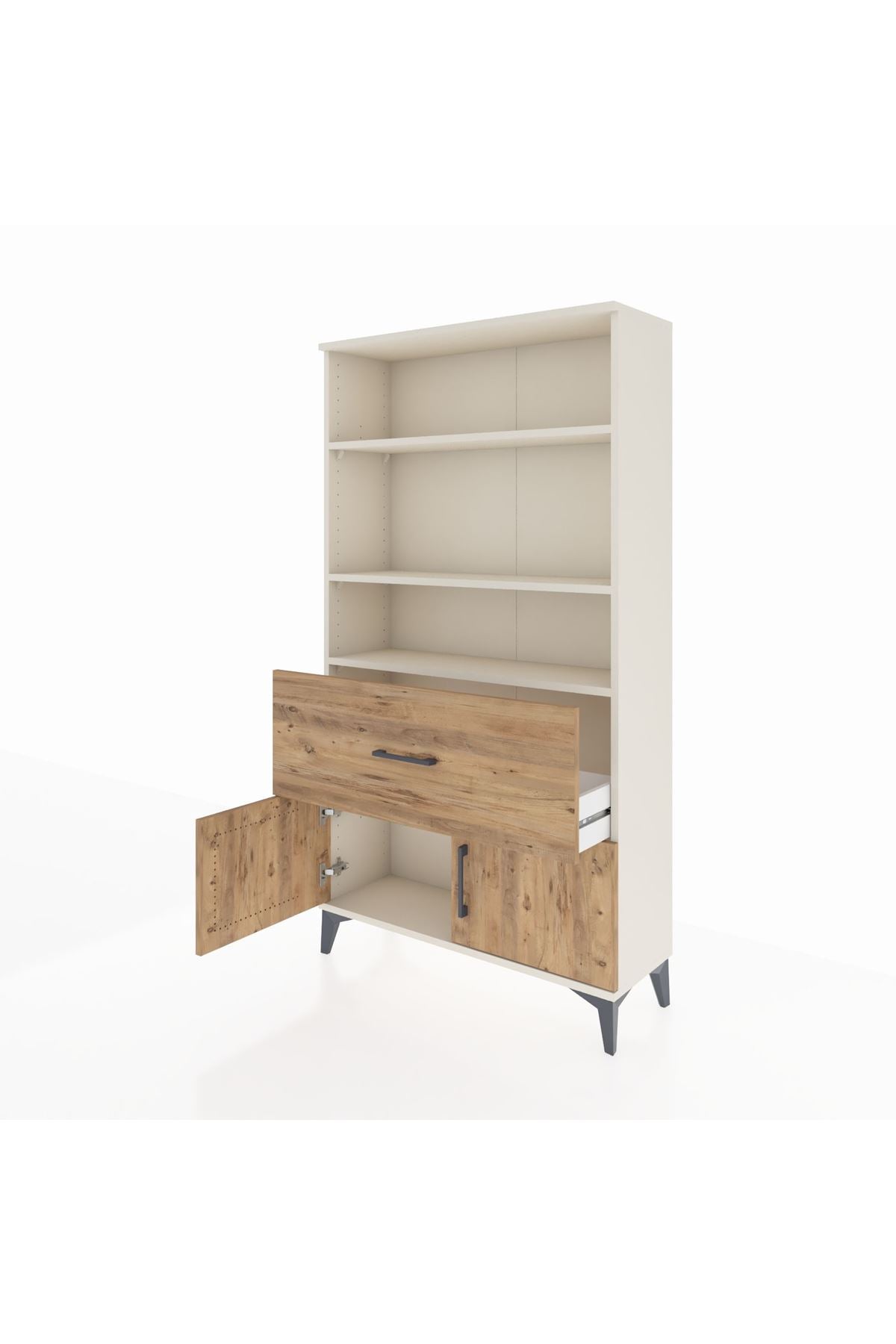 Arges Dolap 3 Raflı Tek Çekmeceli 2 Kapaklı 88x30x163 - S21M016V3A