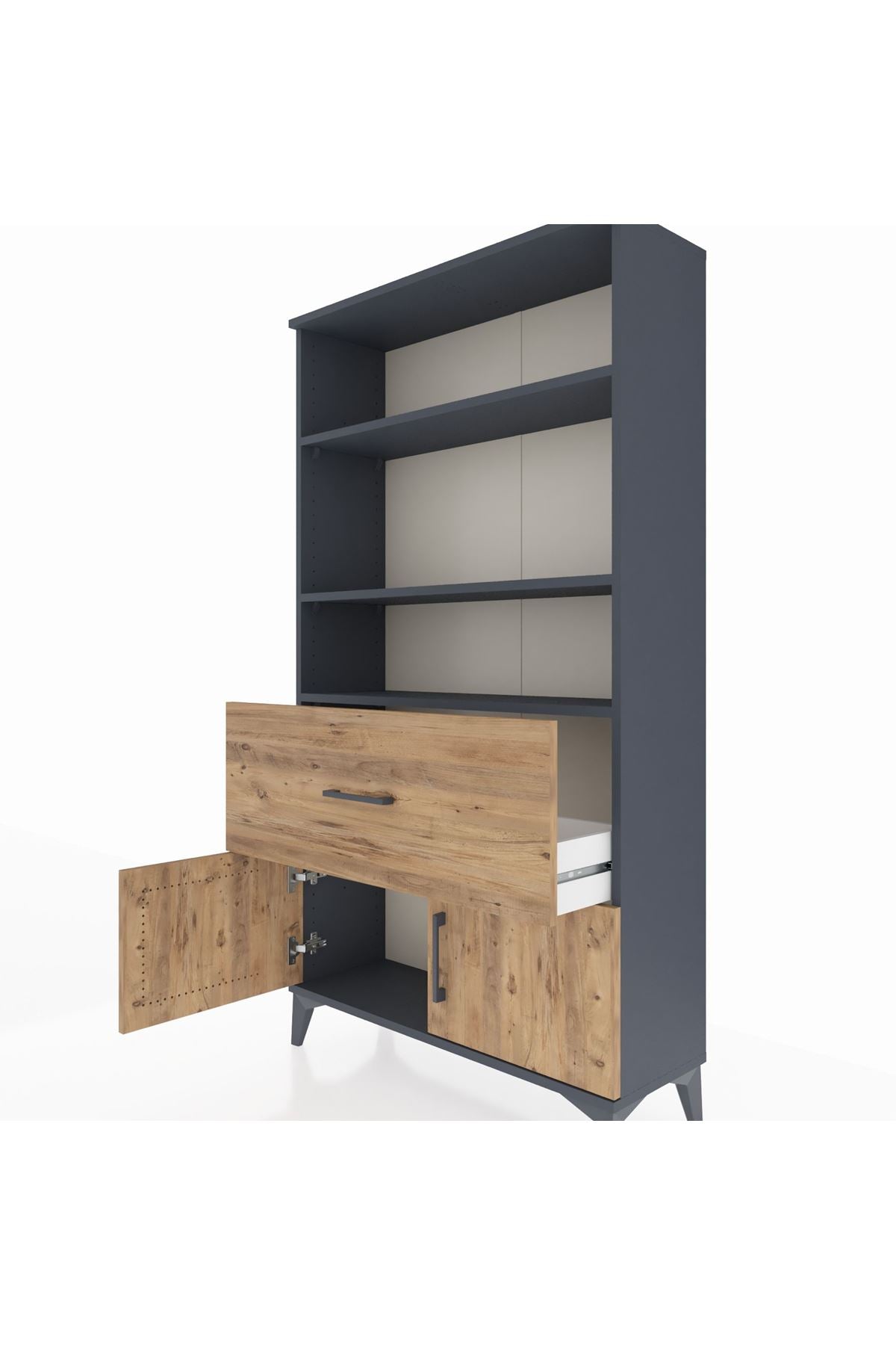 Arges Dolap 3 Raflı Tek Çekmeceli 2 Kapaklı 88x30x163 - S21M016V6A