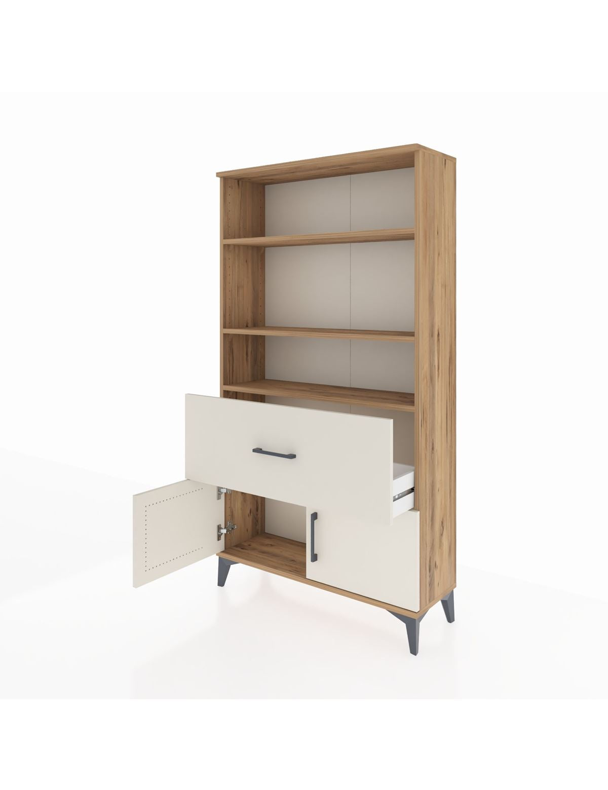 Arges Dolap 3 Raflı Tek Çekmeceli 2 Kapaklı 88x30x163 - S21M016V7A