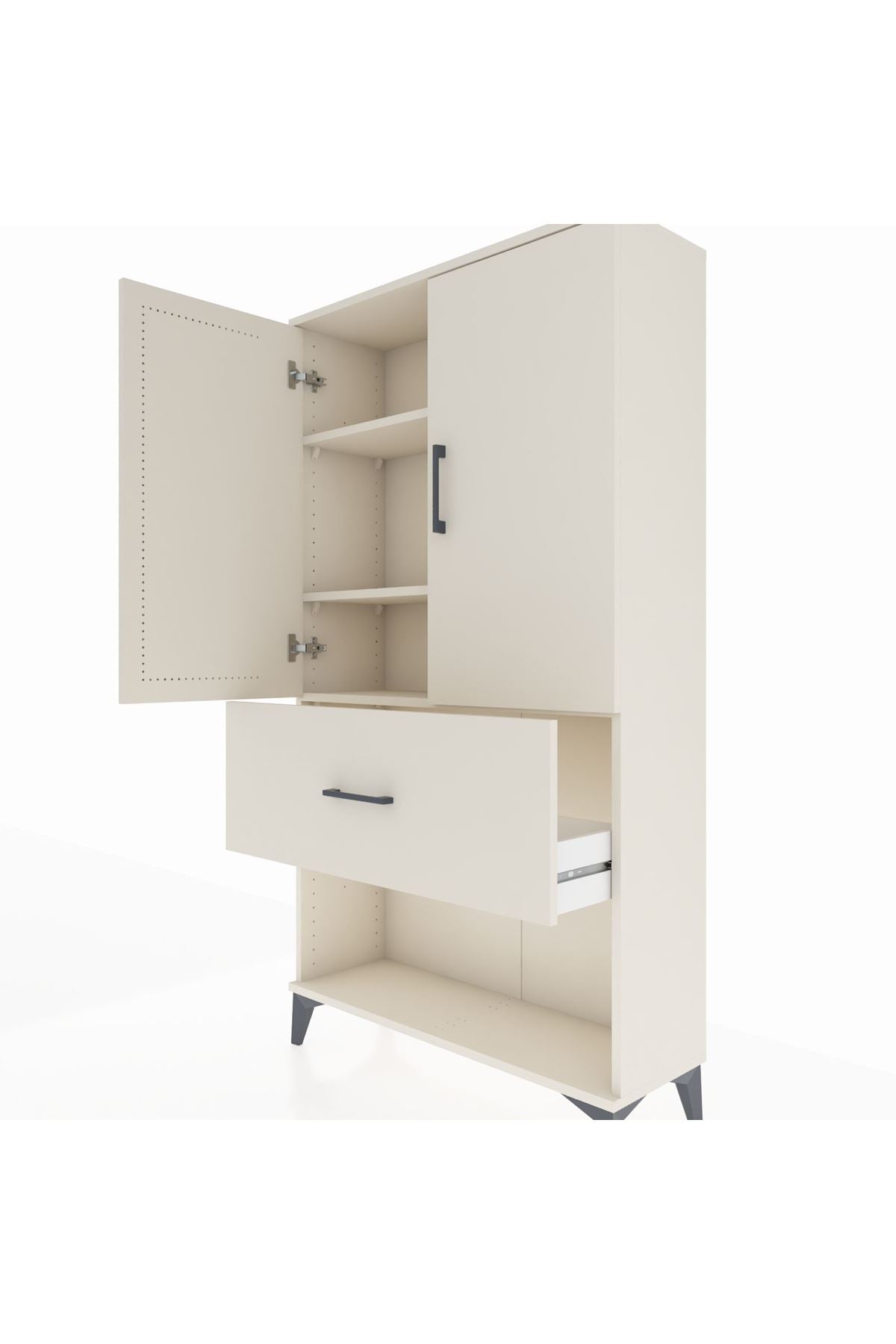 Arges Dolap 3 Raflı Tek Çekmeceli 2 Kapaklı 88x30x163 - S21M017V1A