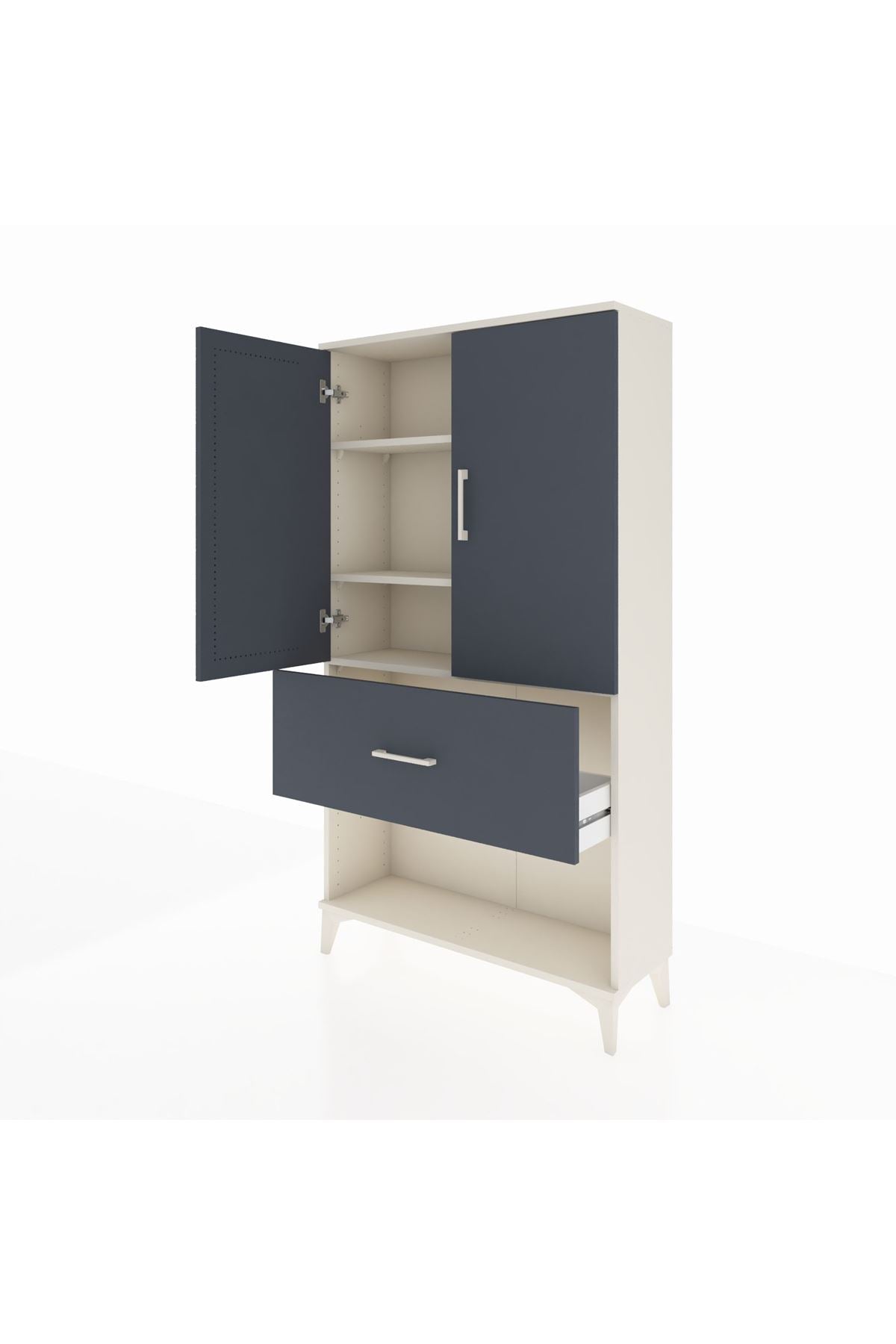 Arges Dolap 3 Raflı Tek Çekmeceli 2 Kapaklı 88x30x163 - S21M017V2A