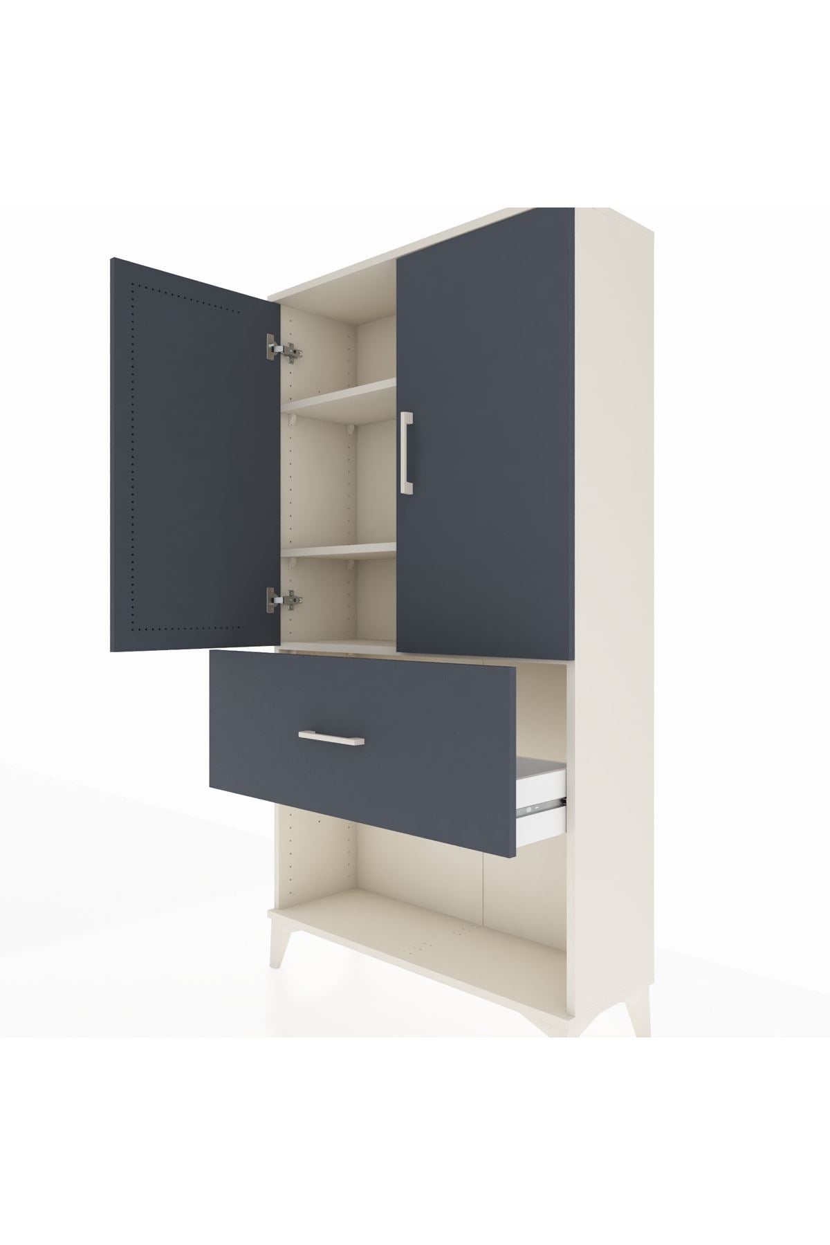 Arges Dolap 3 Raflı Tek Çekmeceli 2 Kapaklı 88x30x163 - S21M017V2A