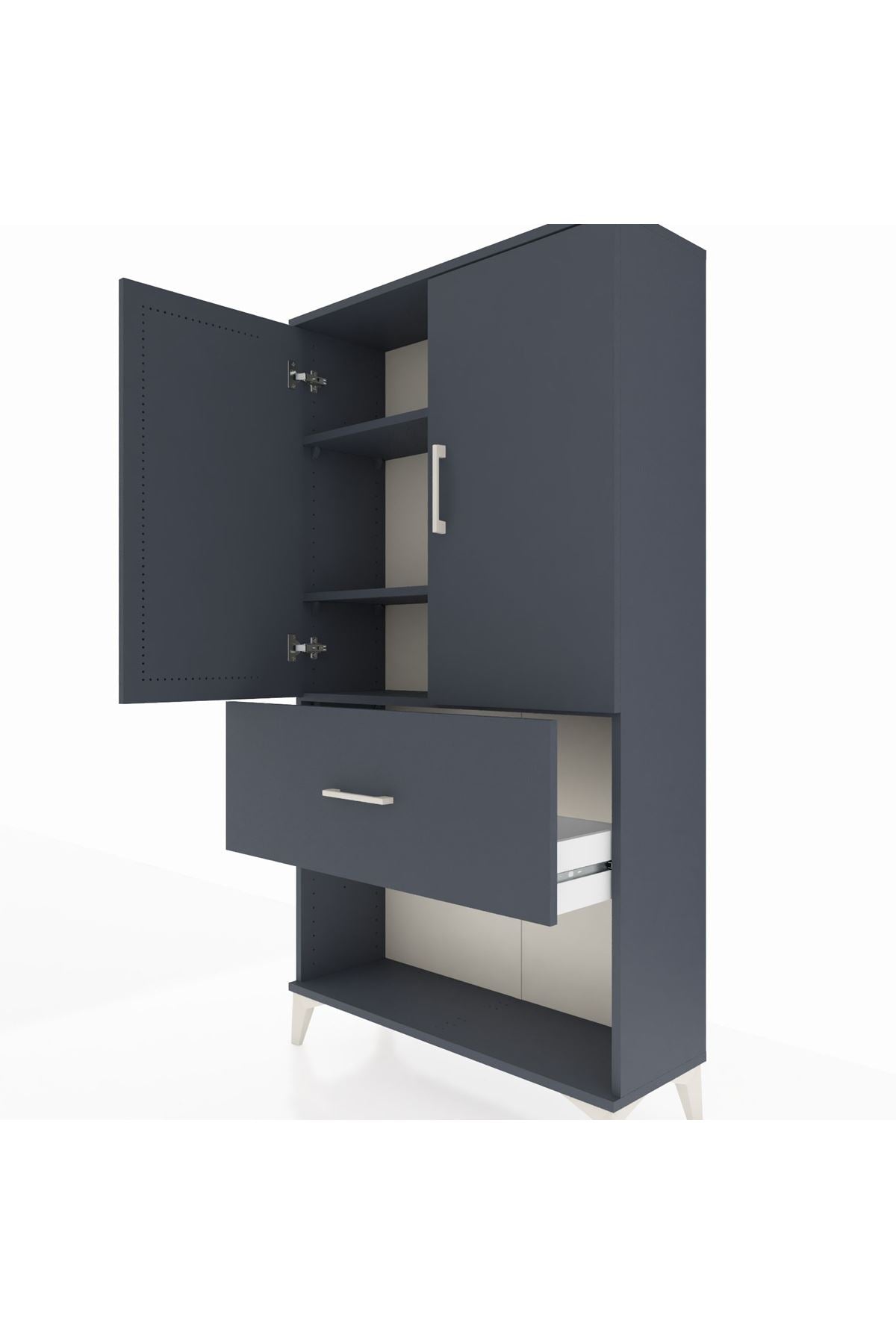 Arges Dolap 3 Raflı Tek Çekmeceli 2 Kapaklı 88x30x163 - S21M017V5A