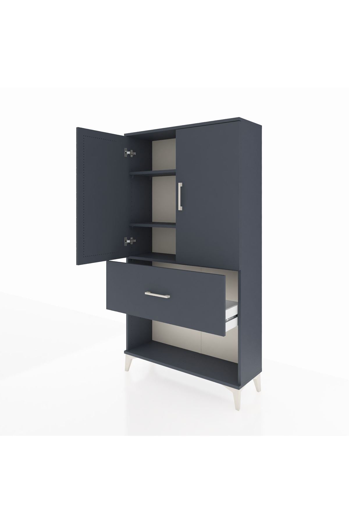 Arges Dolap 3 Raflı Tek Çekmeceli 2 Kapaklı 88x30x163 - S21M017V5A