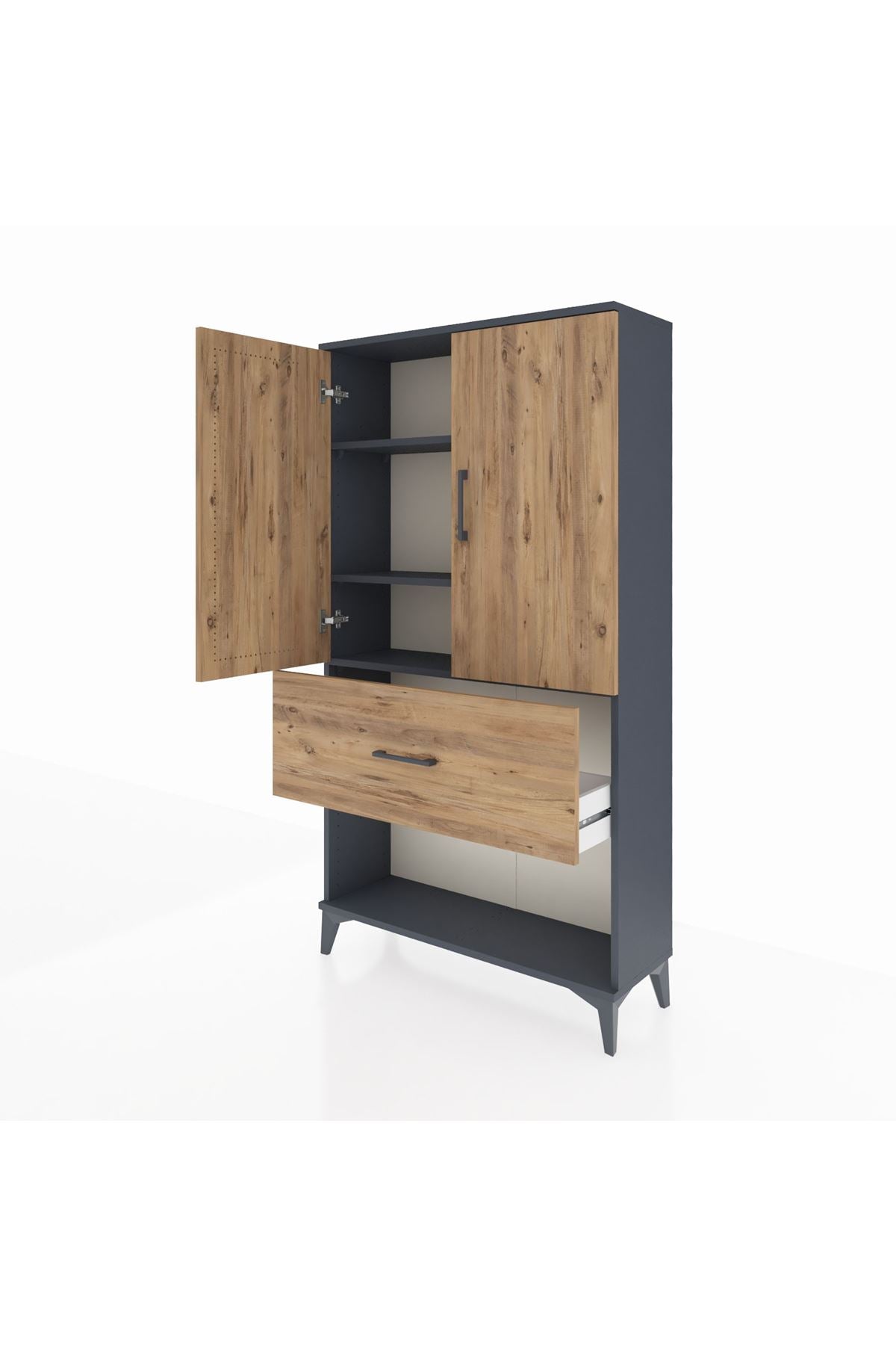 Arges Dolap 3 Raflı Tek Çekmeceli 2 Kapaklı 88x30x163 - S21M017V6A