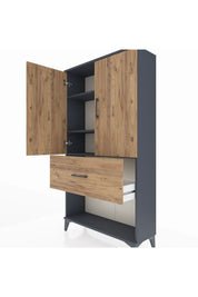 Arges Dolap 3 Raflı Tek Çekmeceli 2 Kapaklı 88x30x163 - S21M017V6A