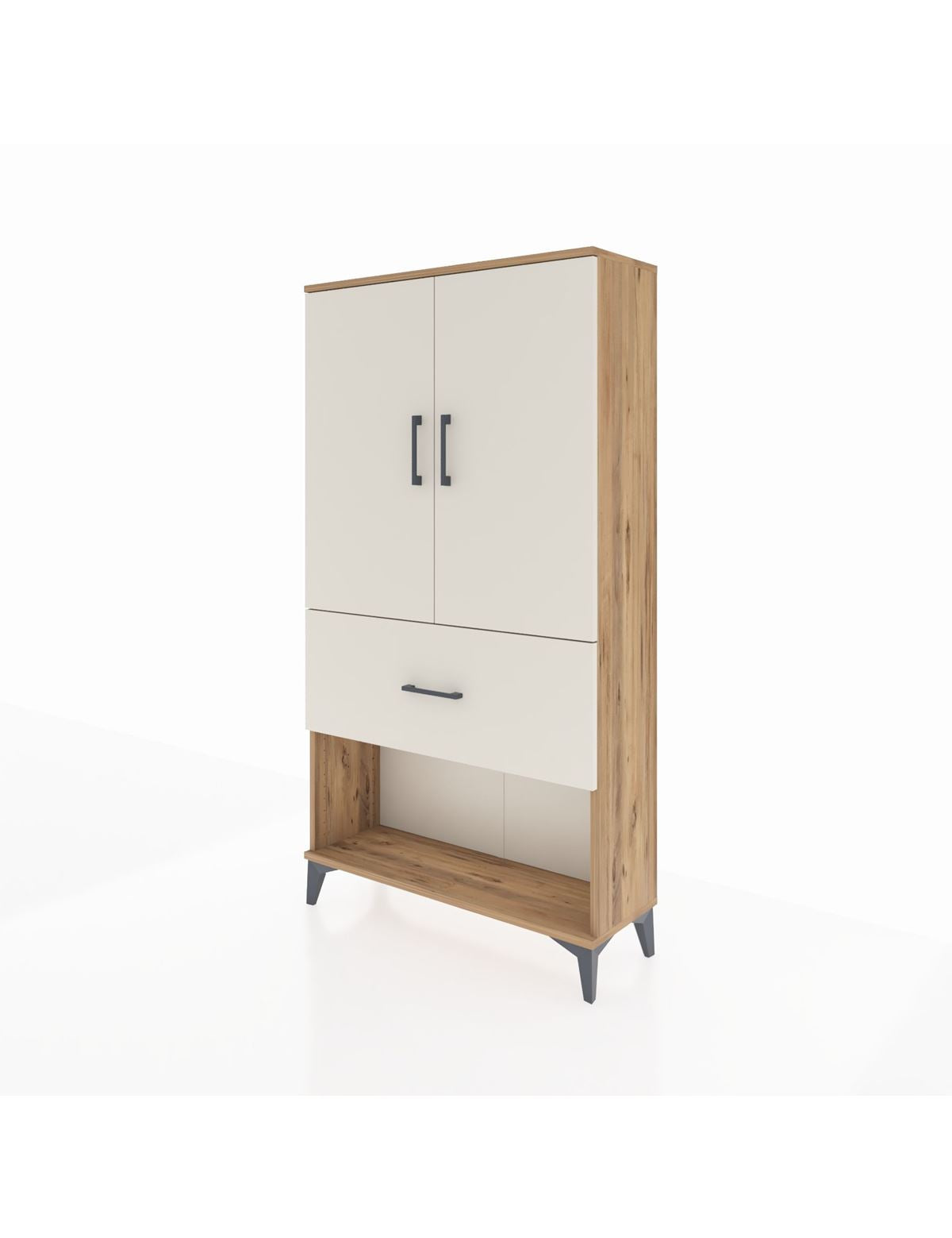 Arges Dolap 3 Raflı Tek Çekmeceli 2 Kapaklı 88x30x163 - S21M017V7A