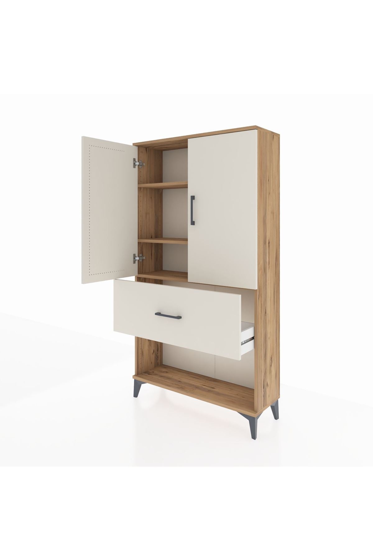 Arges Dolap 3 Raflı Tek Çekmeceli 2 Kapaklı 88x30x163 - S21M017V7A