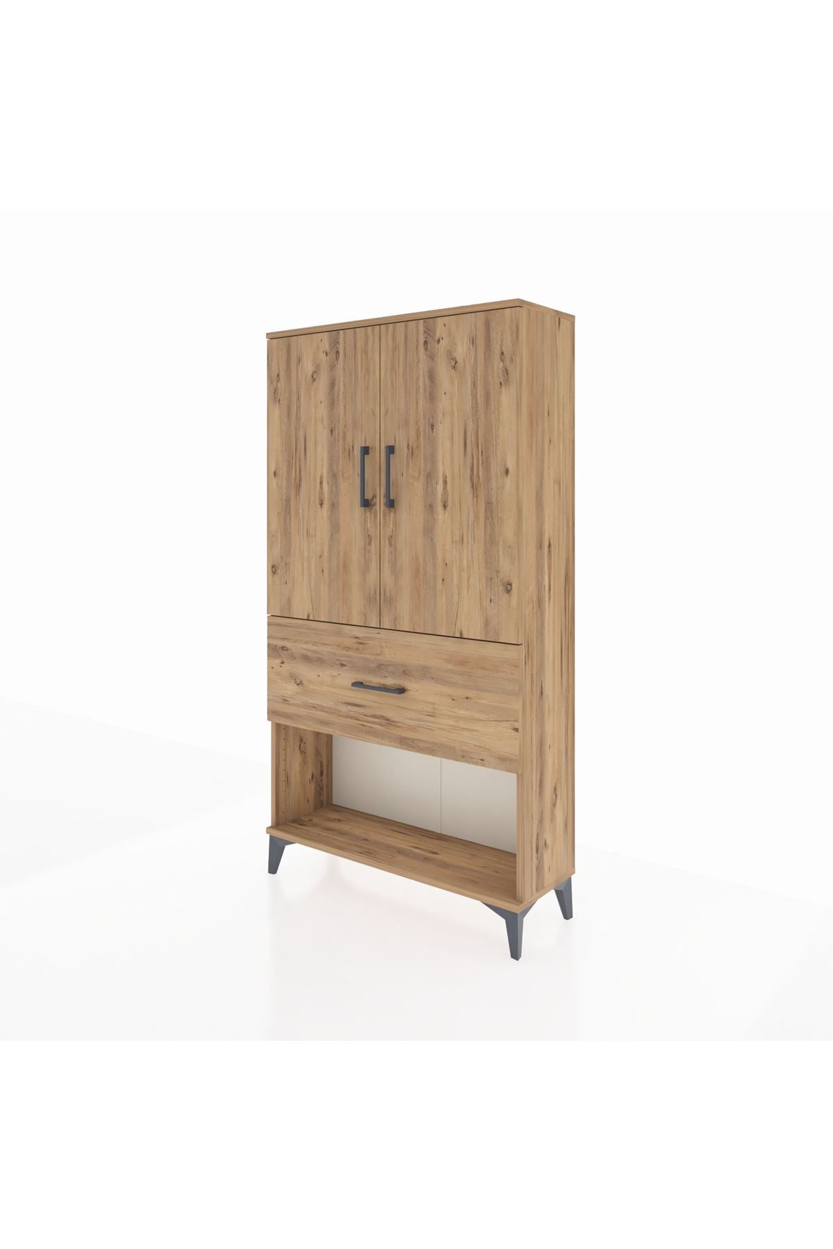 Arges Dolap 3 Raflı Tek Çekmeceli 2 Kapaklı 88x30x163 - S21M017V9A