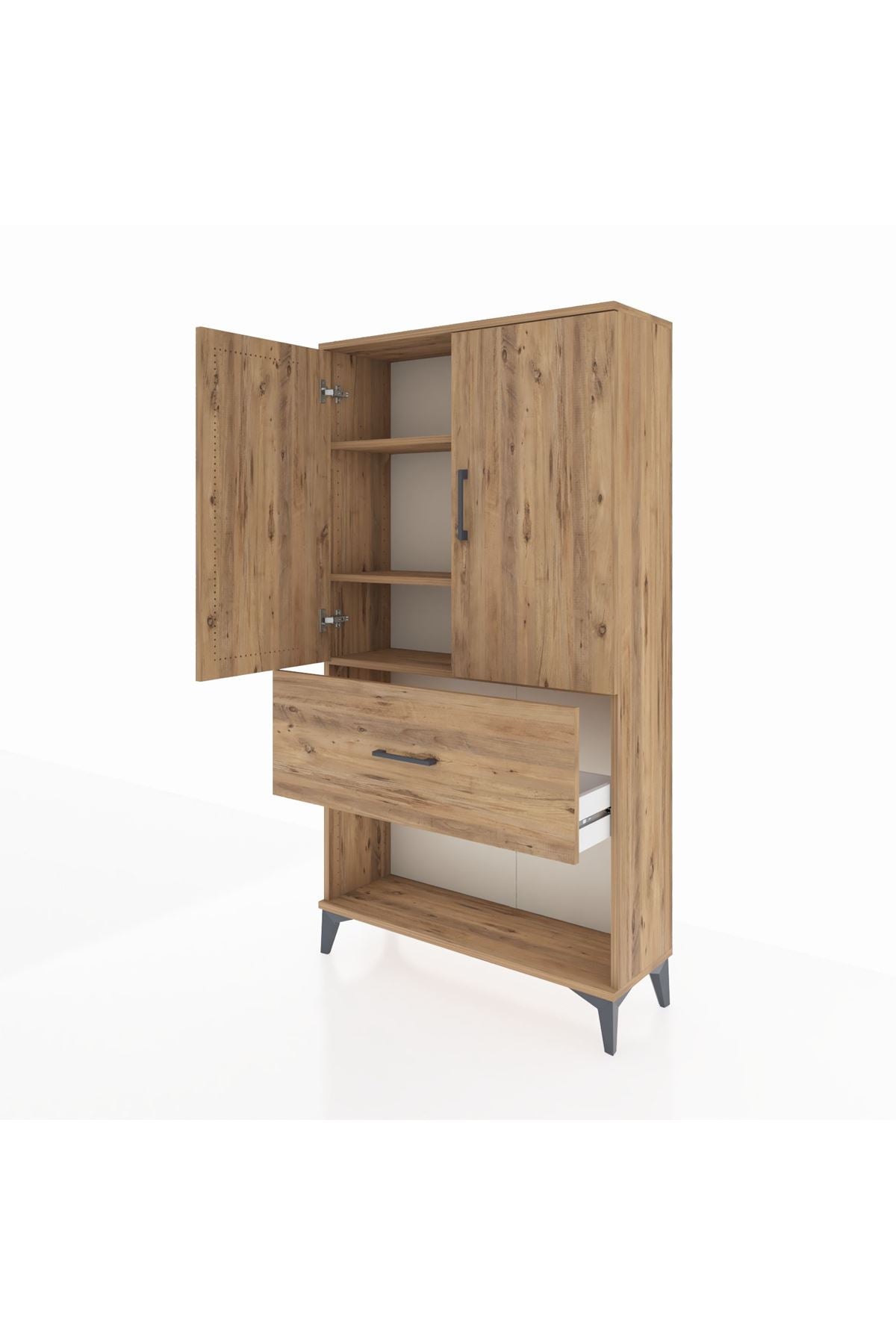 Arges Dolap 3 Raflı Tek Çekmeceli 2 Kapaklı 88x30x163 - S21M017V9A