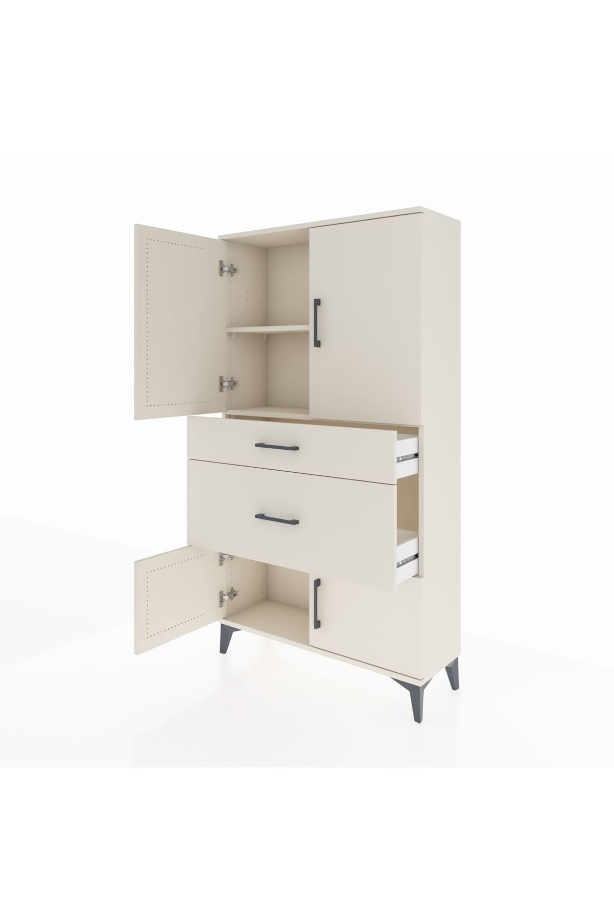 Arges Dolap 2 Raflı 2 Çekmeceli 4 Kapaklı 88x30x163 - S21M019V1A
