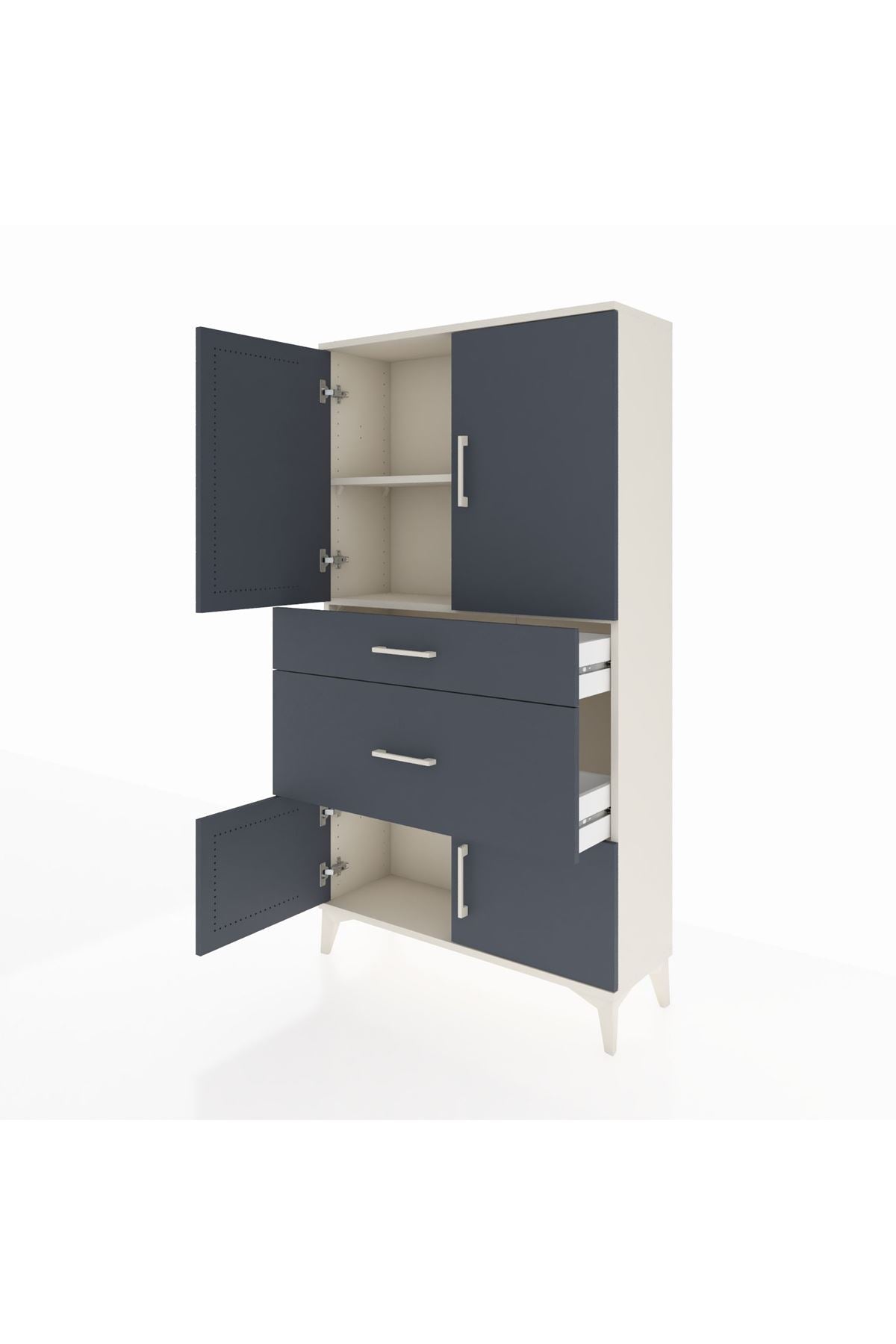Arges Dolap 2 Raflı 2 Çekmeceli 4 Kapaklı 88x30x163 - S21M019V2A