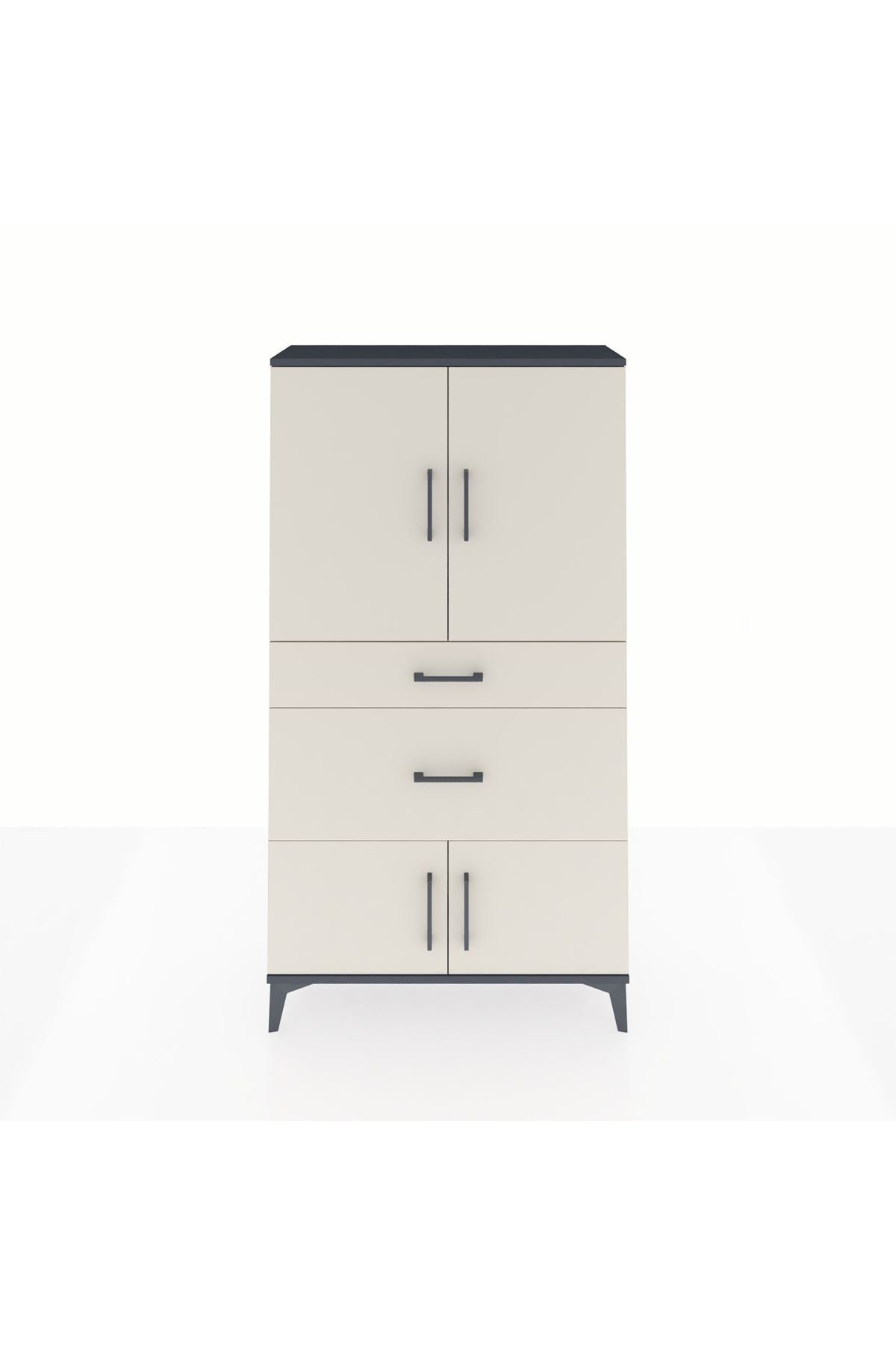 Arges Dolap 2 Raflı 2 Çekmeceli 4 Kapaklı 88x30x163 - S21M019V4A