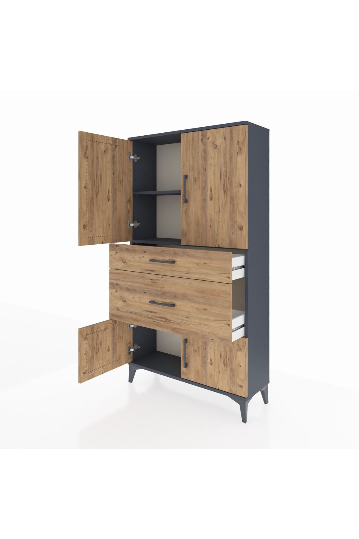 Arges Dolap 2 Raflı 2 Çekmeceli 4 Kapaklı 88x30x163 - S21M019V6A