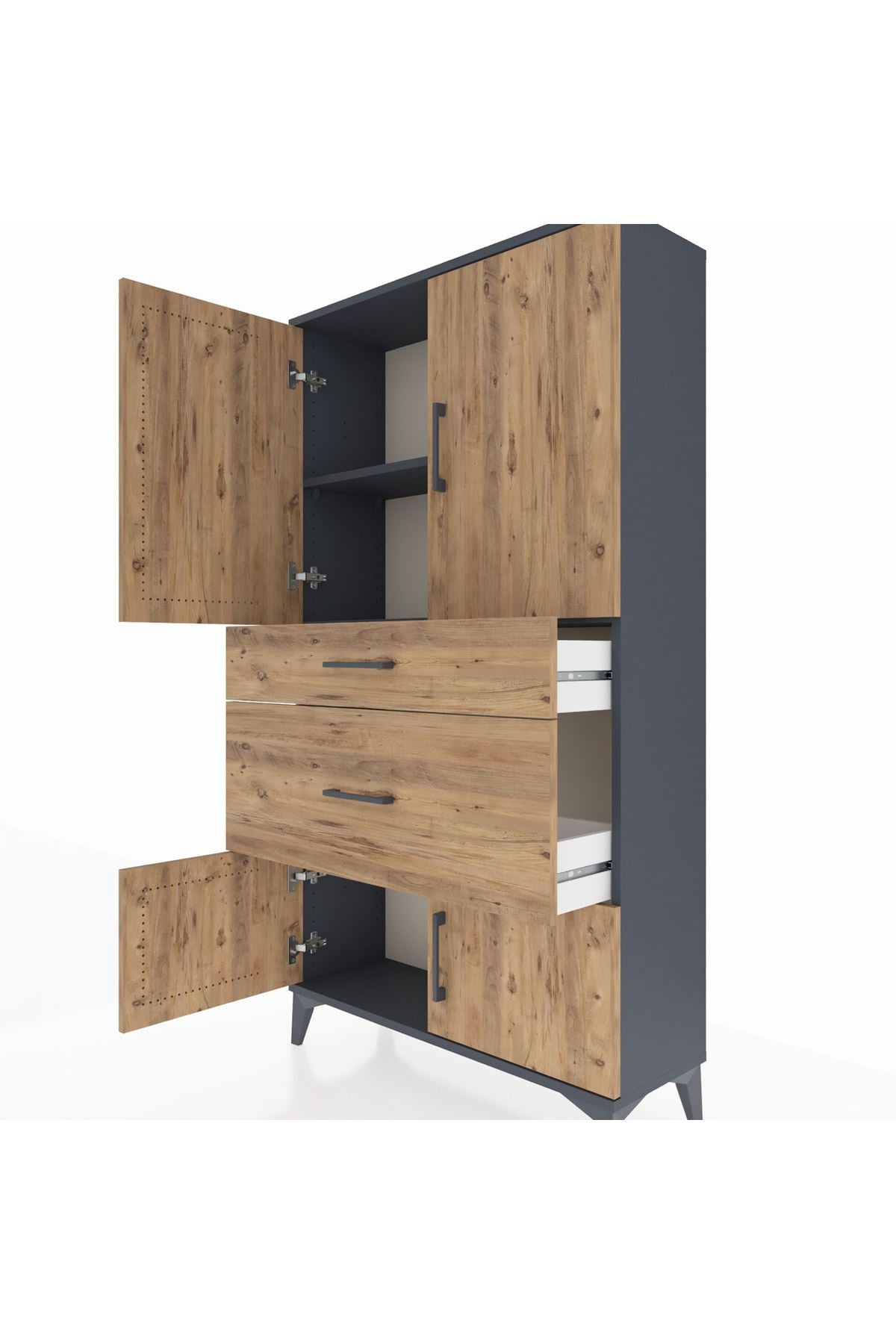 Arges Dolap 2 Raflı 2 Çekmeceli 4 Kapaklı 88x30x163 - S21M019V6A