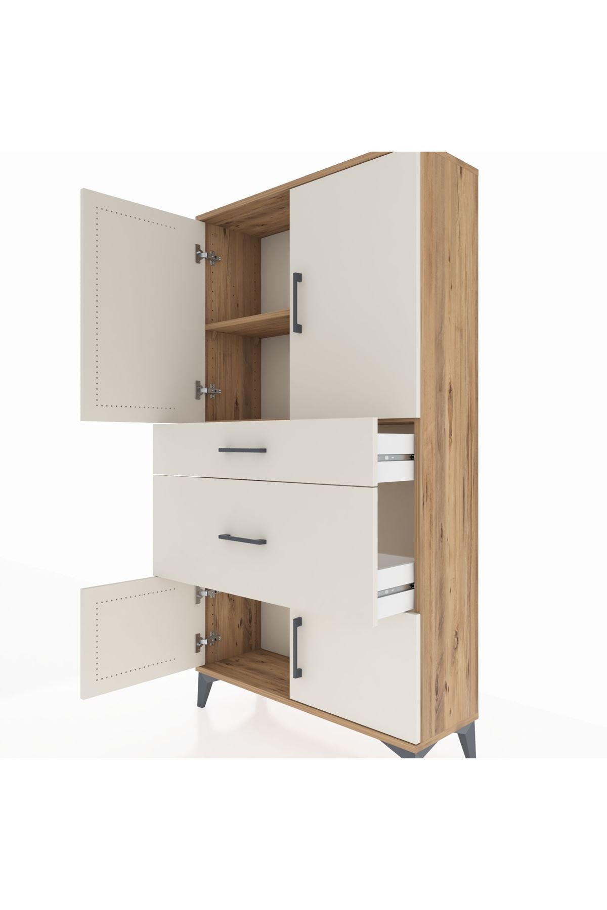 Arges Dolap 2 Raflı 2 Çekmeceli 4 Kapaklı 88x30x163 - S21M019V7A