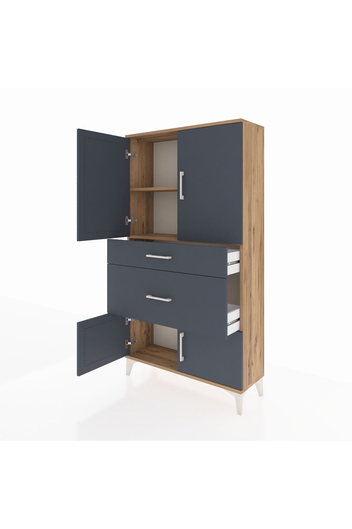 Arges Dolap 2 Raflı 2 Çekmeceli 4 Kapaklı 88x30x163 - S21M019V8A
