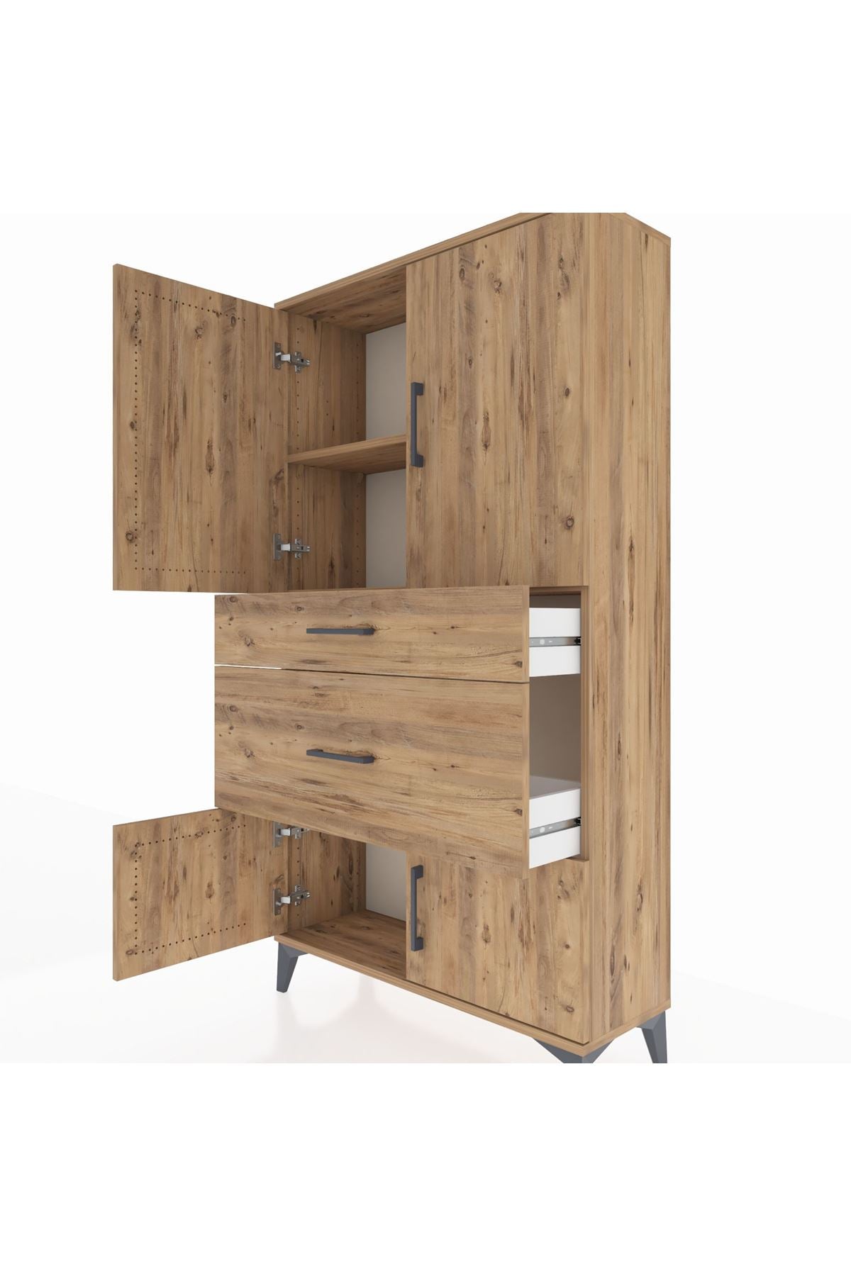 Arges Dolap 2 Raflı 2 Çekmeceli 4 Kapaklı 88x30x163 - S21M019V9A