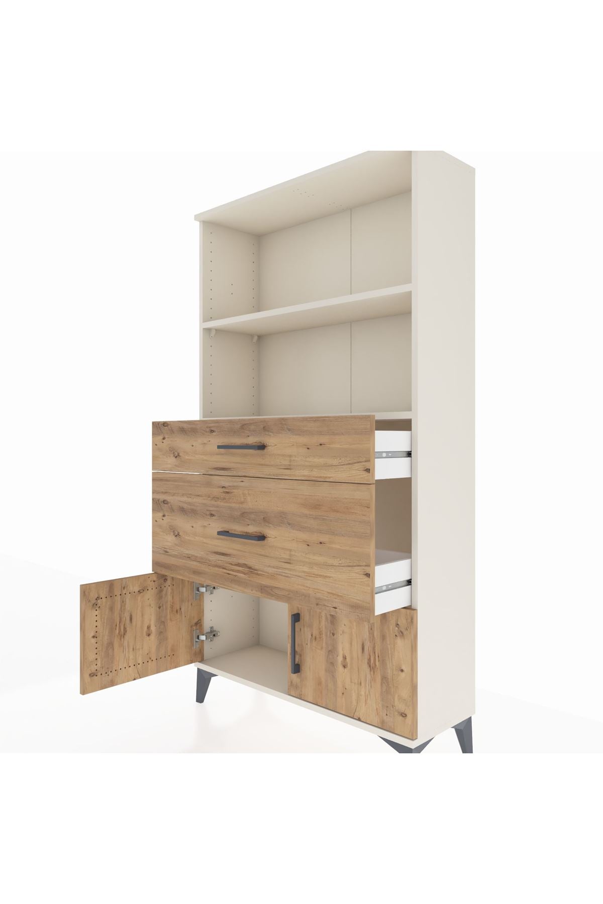 Arges Dolap 2 Raflı 2 Çekmeceli 2 Kapaklı 88x30x163 - S21M020V3A