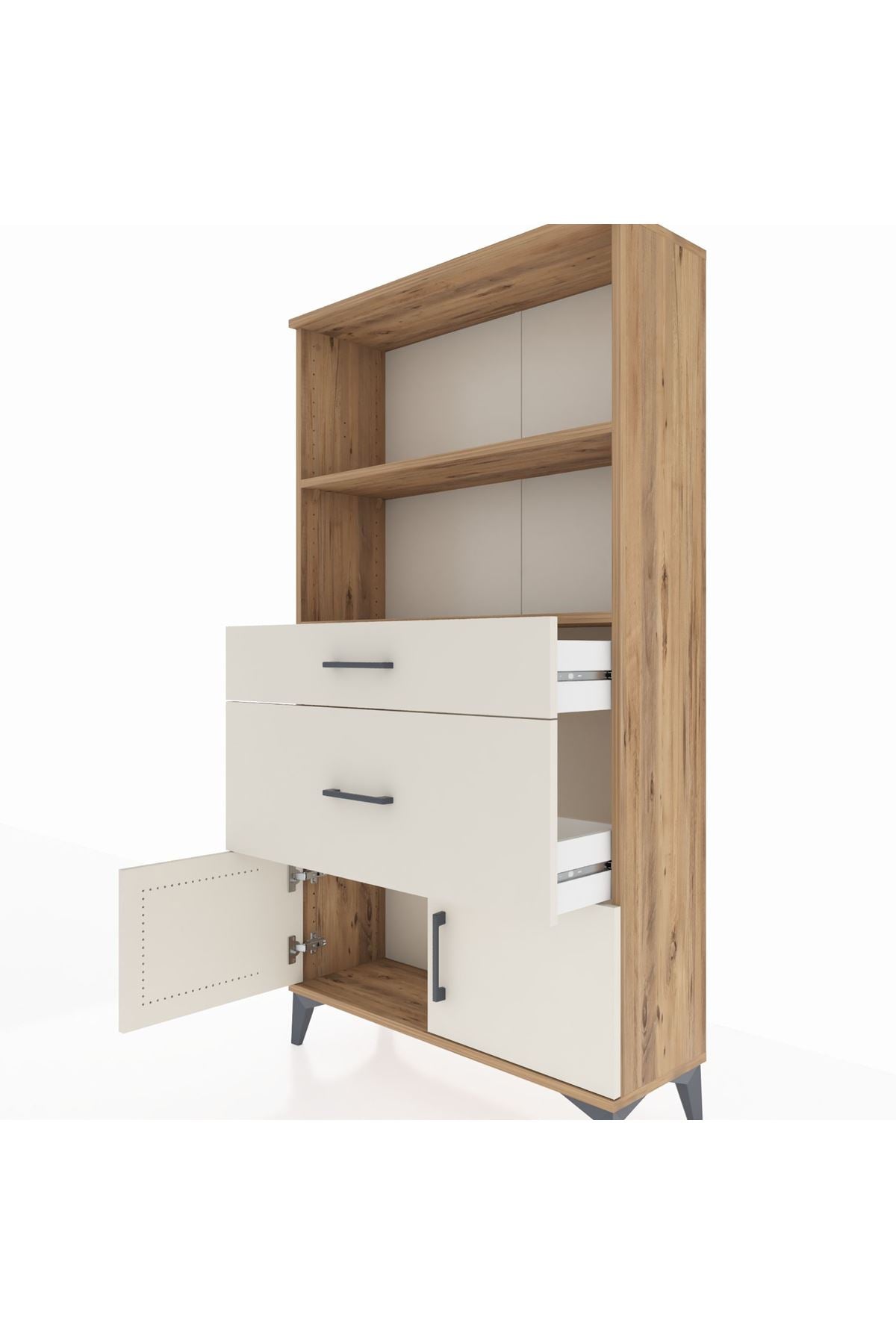 Arges Dolap 2 Raflı 2 Çekmeceli 2 Kapaklı 88x30x163 - S21M020V7A