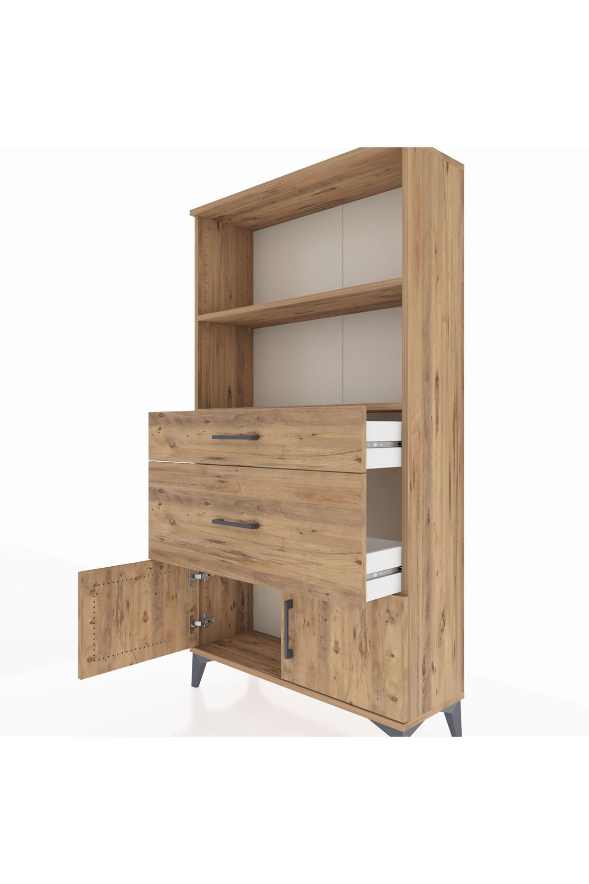 Arges Dolap 2 Raflı 2 Çekmeceli 2 Kapaklı 88x30x163 - S21M020V9A