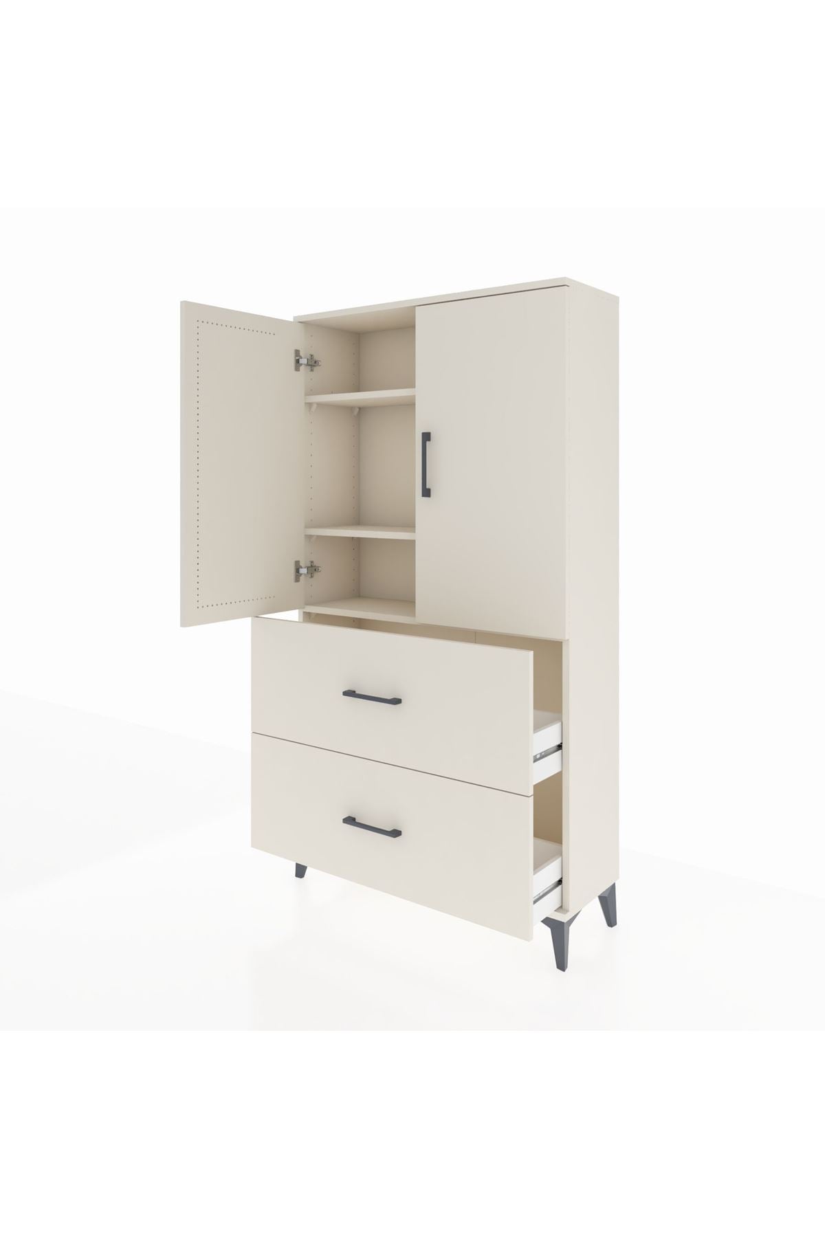 Arges Dolap 3 Raflı 2 Çekmeceli 2 Kapaklı 88x30x163 - S21M021V1A