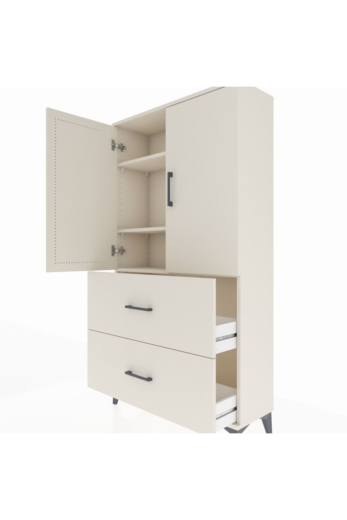 Arges Dolap 3 Raflı 2 Çekmeceli 2 Kapaklı 88x30x163 - S21M021V1A