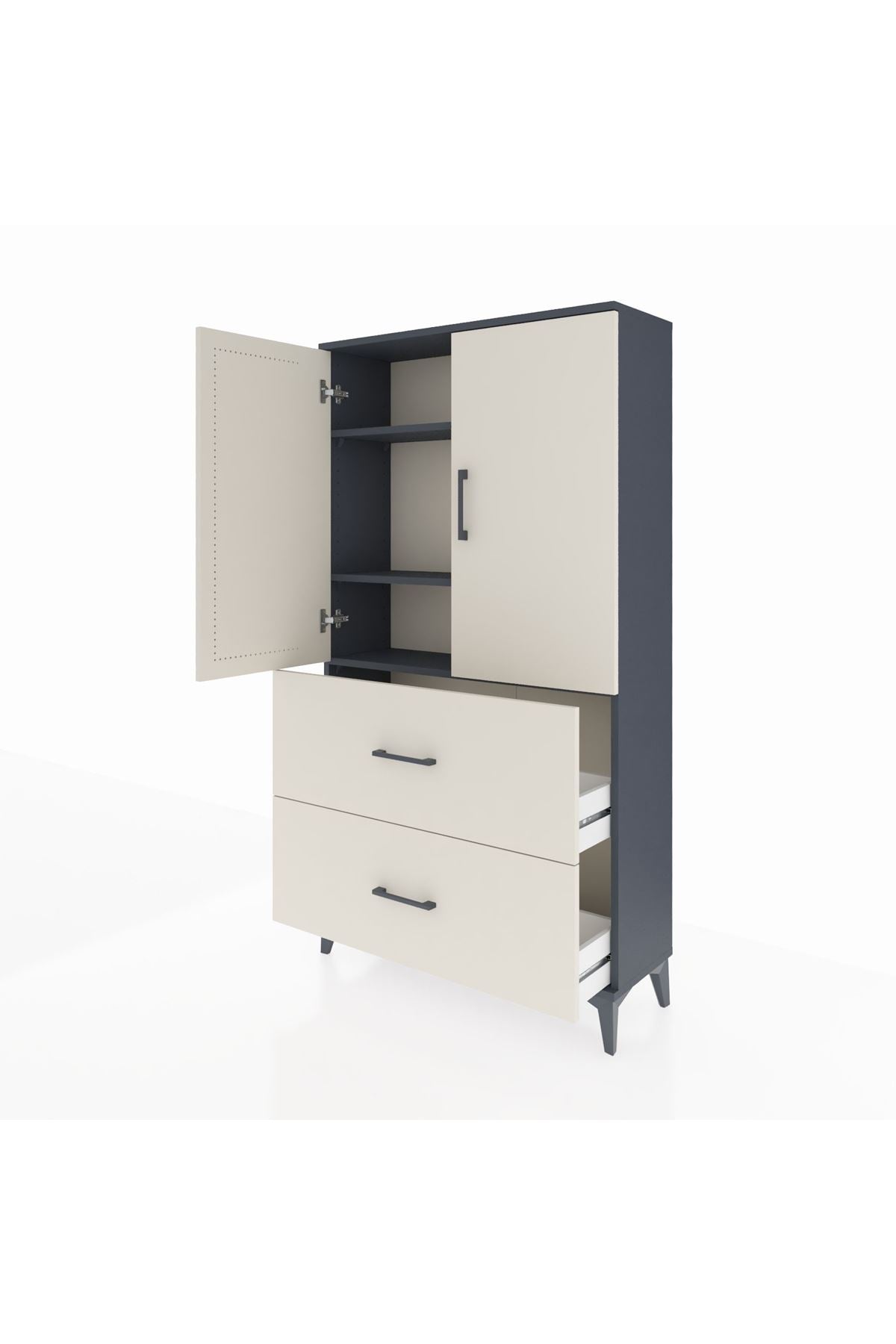 Arges Dolap 3 Raflı 2 Çekmeceli 2 Kapaklı 88x30x163 - S21M021V4A
