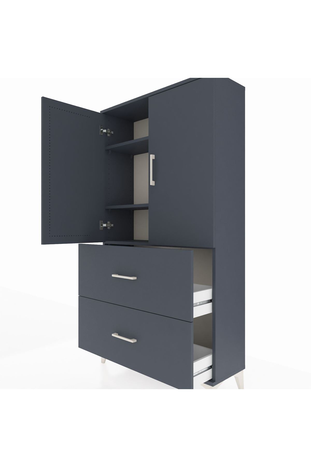 Arges Dolap 3 Raflı 2 Çekmeceli 2 Kapaklı 88x30x163 - S21M021V5A