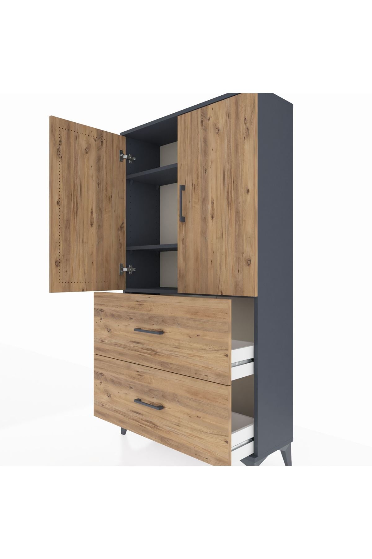 Arges Dolap 3 Raflı 2 Çekmeceli 2 Kapaklı 88x30x163 - S21M021V6A
