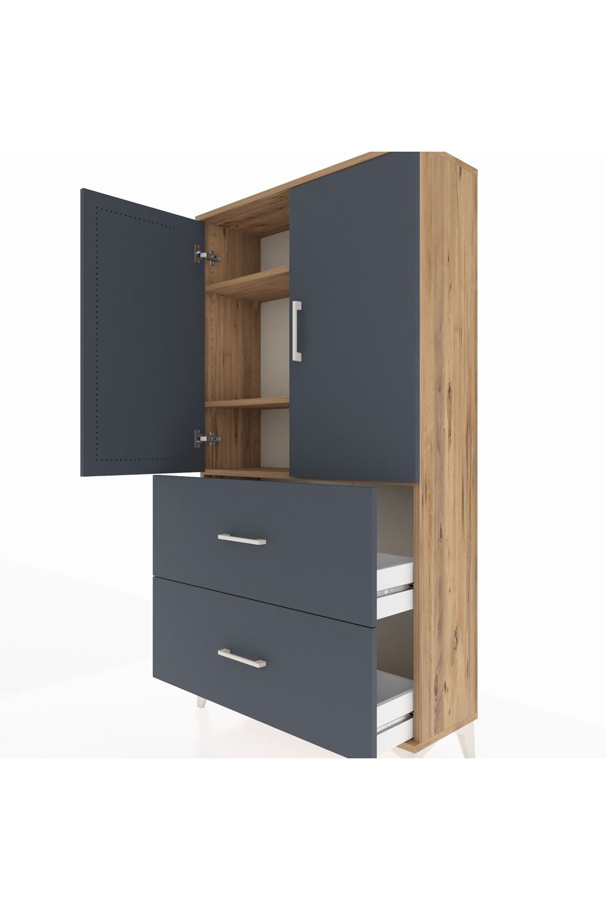 Arges Dolap 3 Raflı 2 Çekmeceli 2 Kapaklı 88x30x163 - S21M021V8A