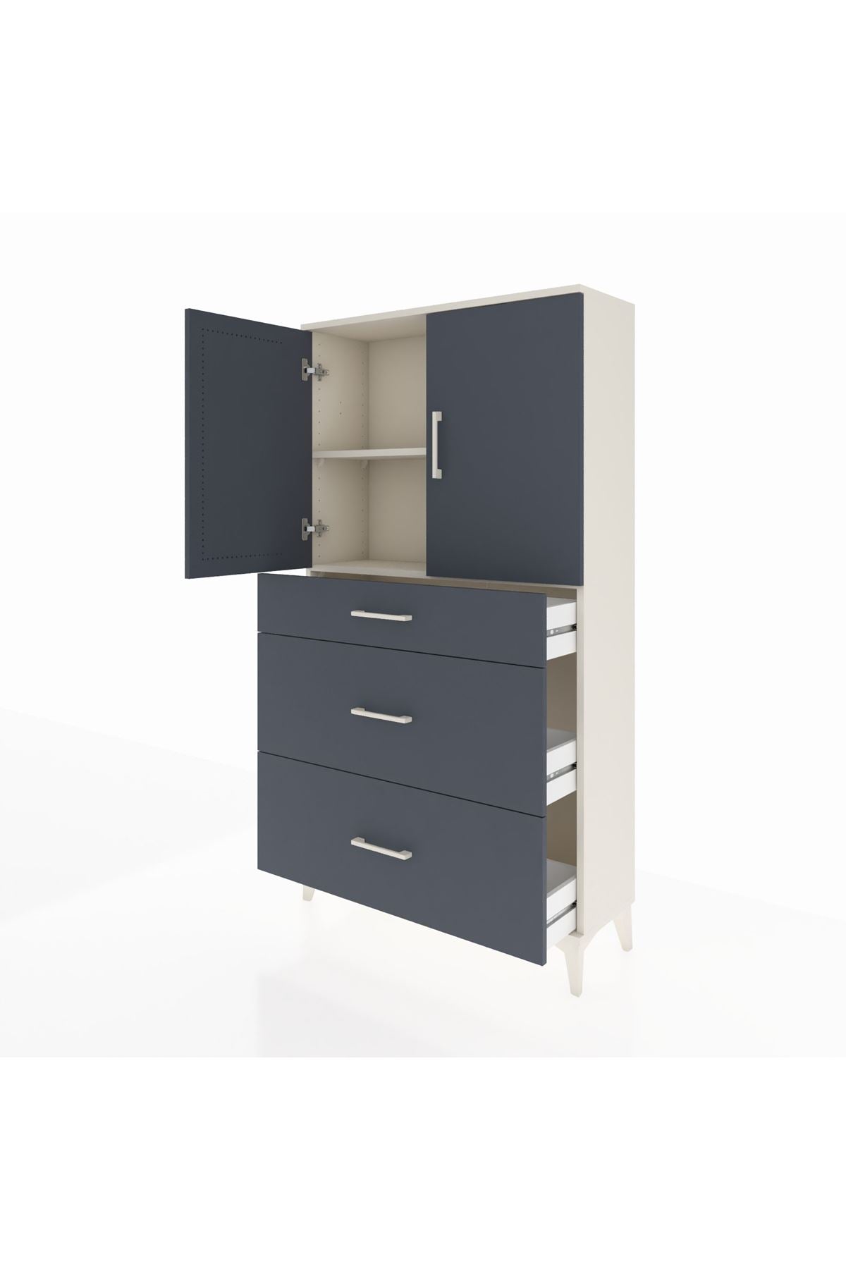 Arges Dolap 2 Raflı 3 Çekmeceli 2 Kapaklı 88x30x163 - S21M023V2A