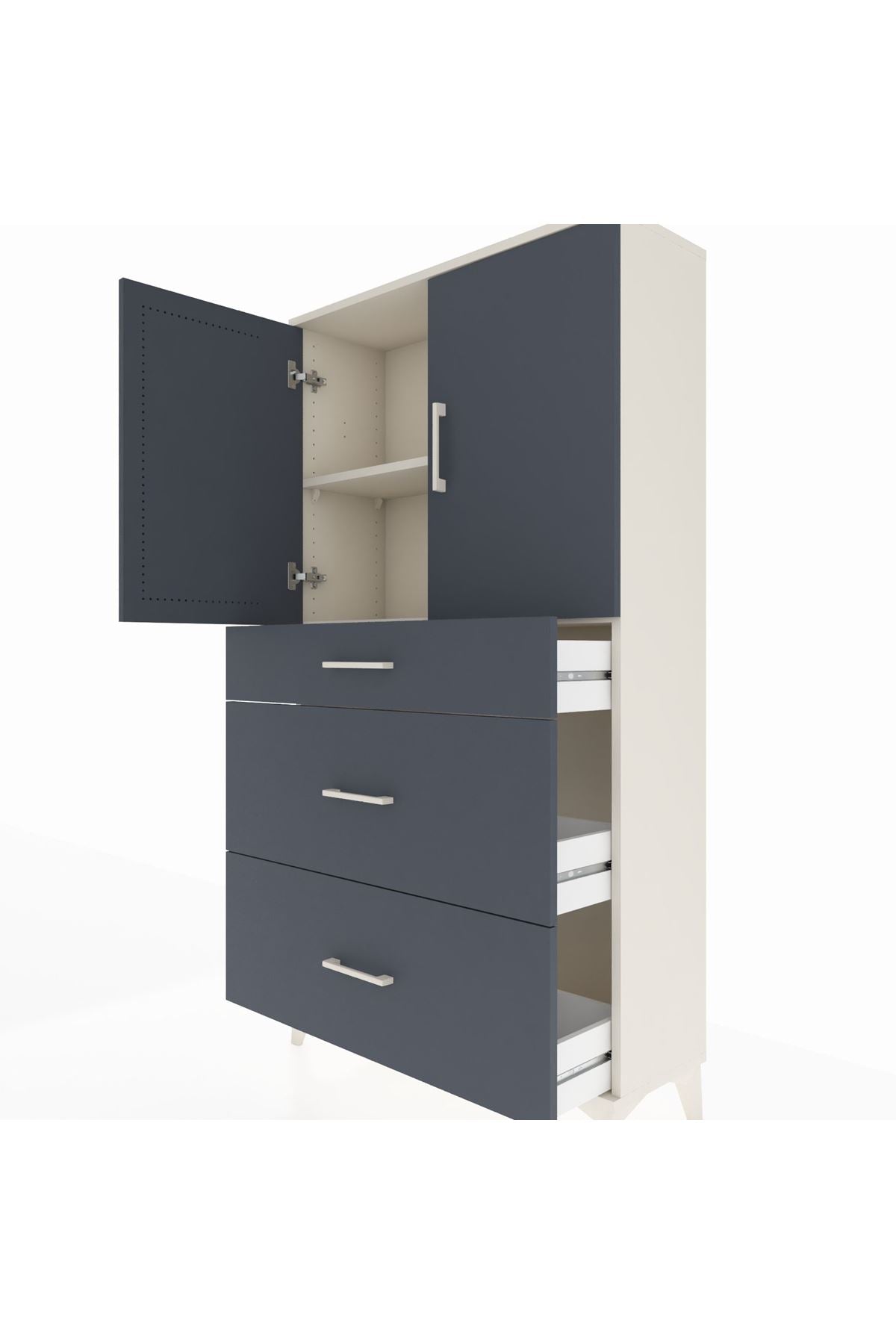 Arges Dolap 2 Raflı 3 Çekmeceli 2 Kapaklı 88x30x163 - S21M023V2A