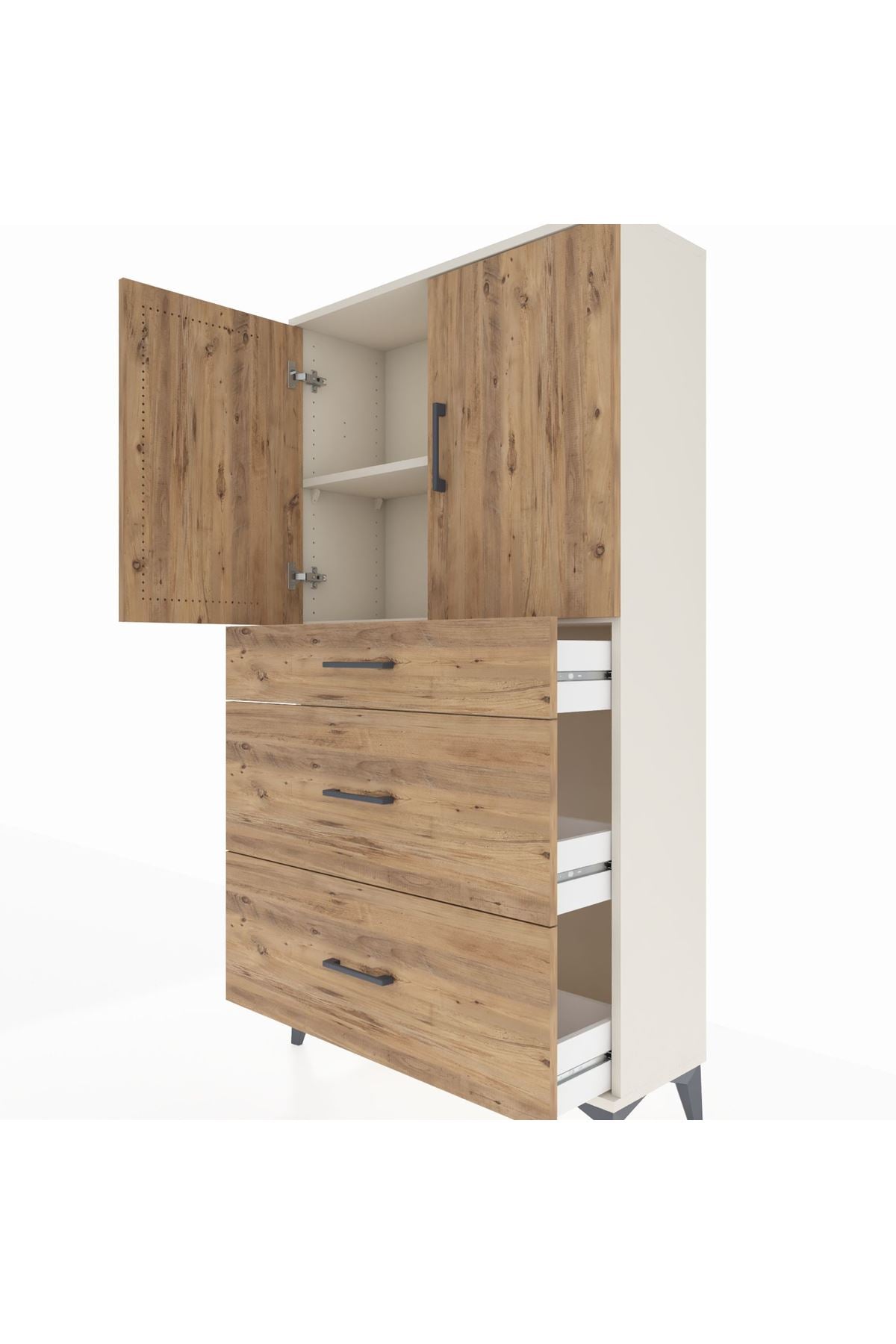 Arges Dolap 2 Raflı 3 Çekmeceli 2 Kapaklı 88x30x163 - S21M023V3A