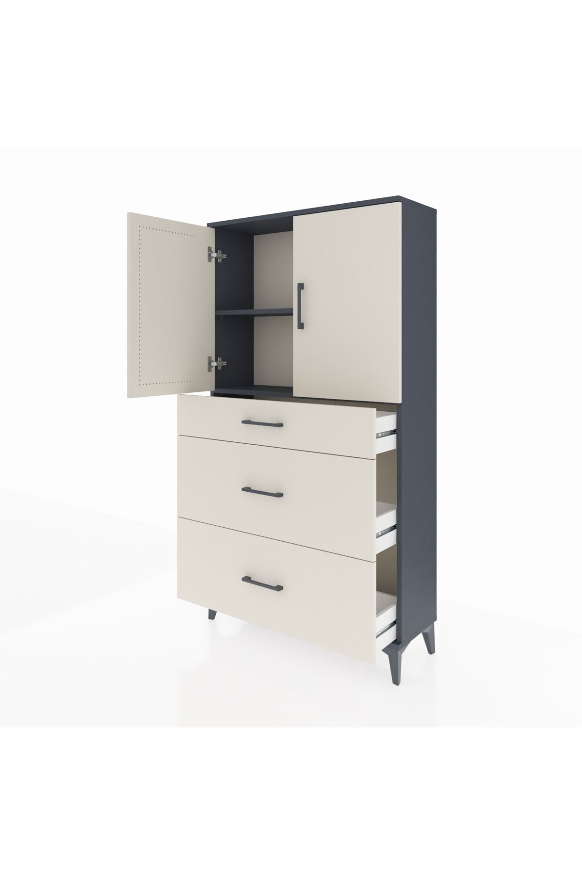 Arges Dolap 2 Raflı 3 Çekmeceli 2 Kapaklı 88x30x163 - S21M023V4A