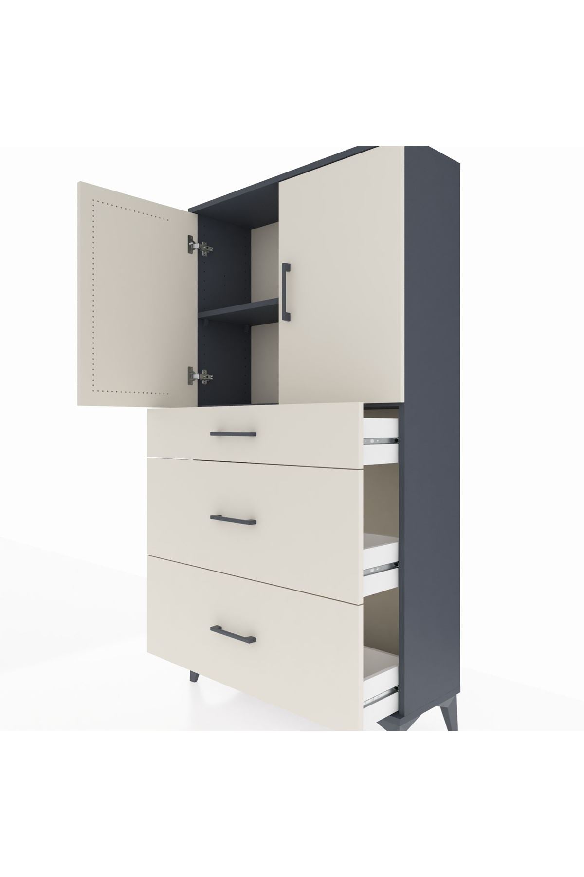 Arges Dolap 2 Raflı 3 Çekmeceli 2 Kapaklı 88x30x163 - S21M023V4A