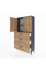 Arges Dolap 2 Raflı 3 Çekmeceli 2 Kapaklı 88x30x163 - S21M023V6A
