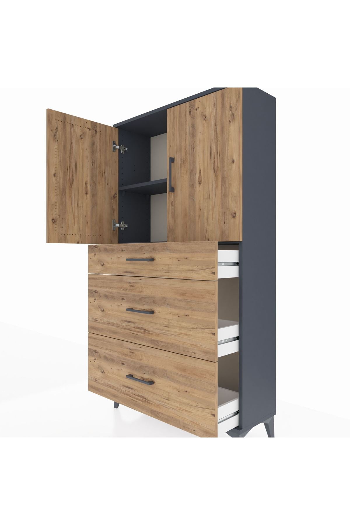 Arges Dolap 2 Raflı 3 Çekmeceli 2 Kapaklı 88x30x163 - S21M023V6A