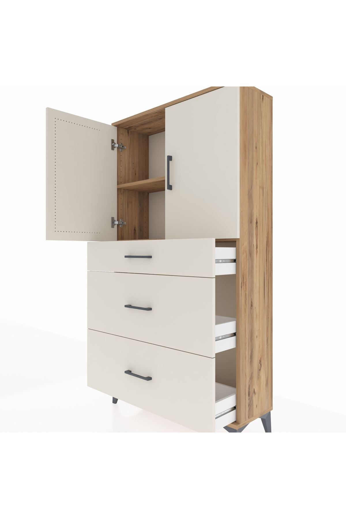 Arges Dolap 2 Raflı 3 Çekmeceli 2 Kapaklı 88x30x163 - S21M023V7A
