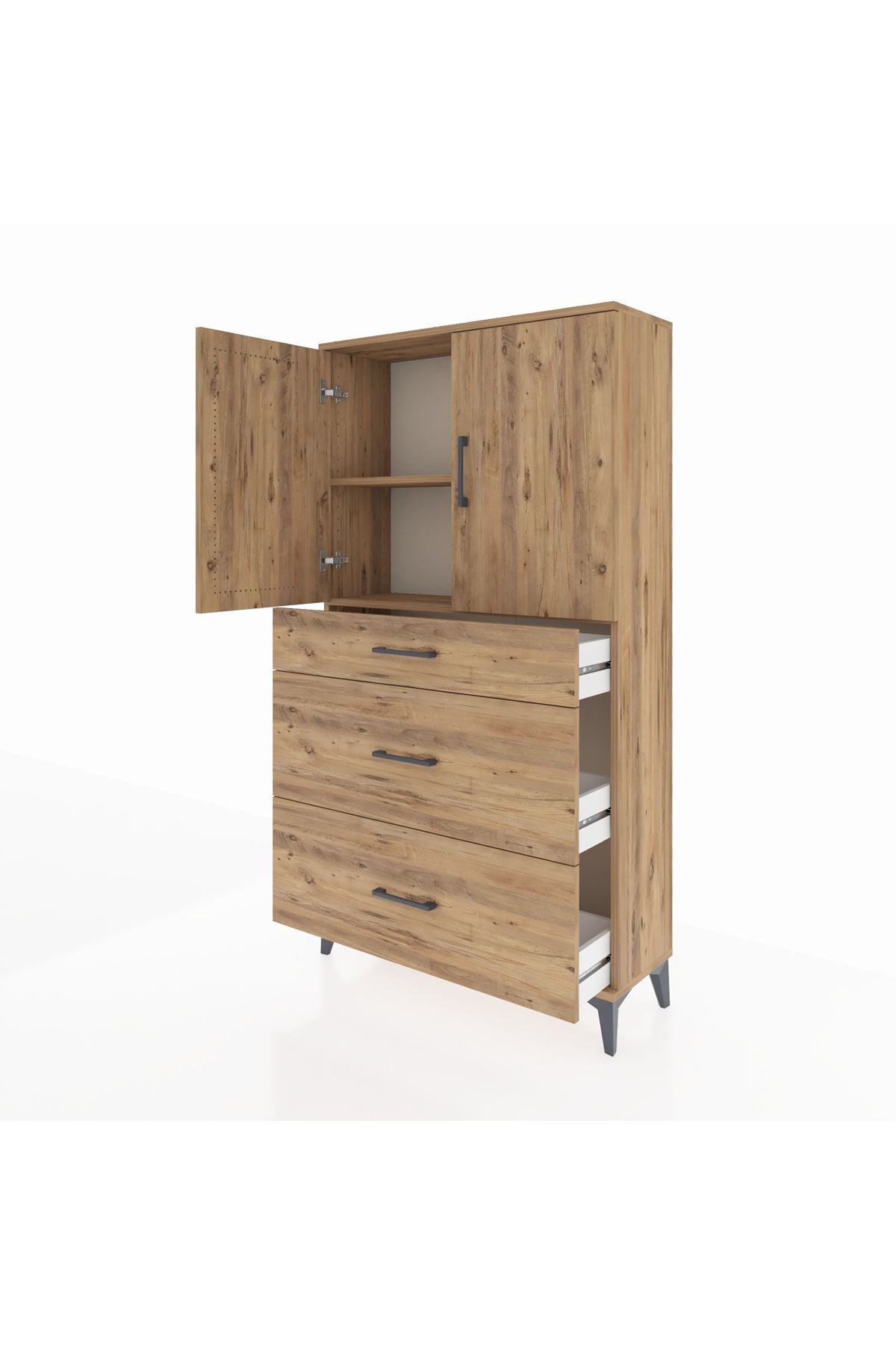 Arges Dolap 2 Raflı 3 Çekmeceli 2 Kapaklı 88x30x163 - S21M023V9A