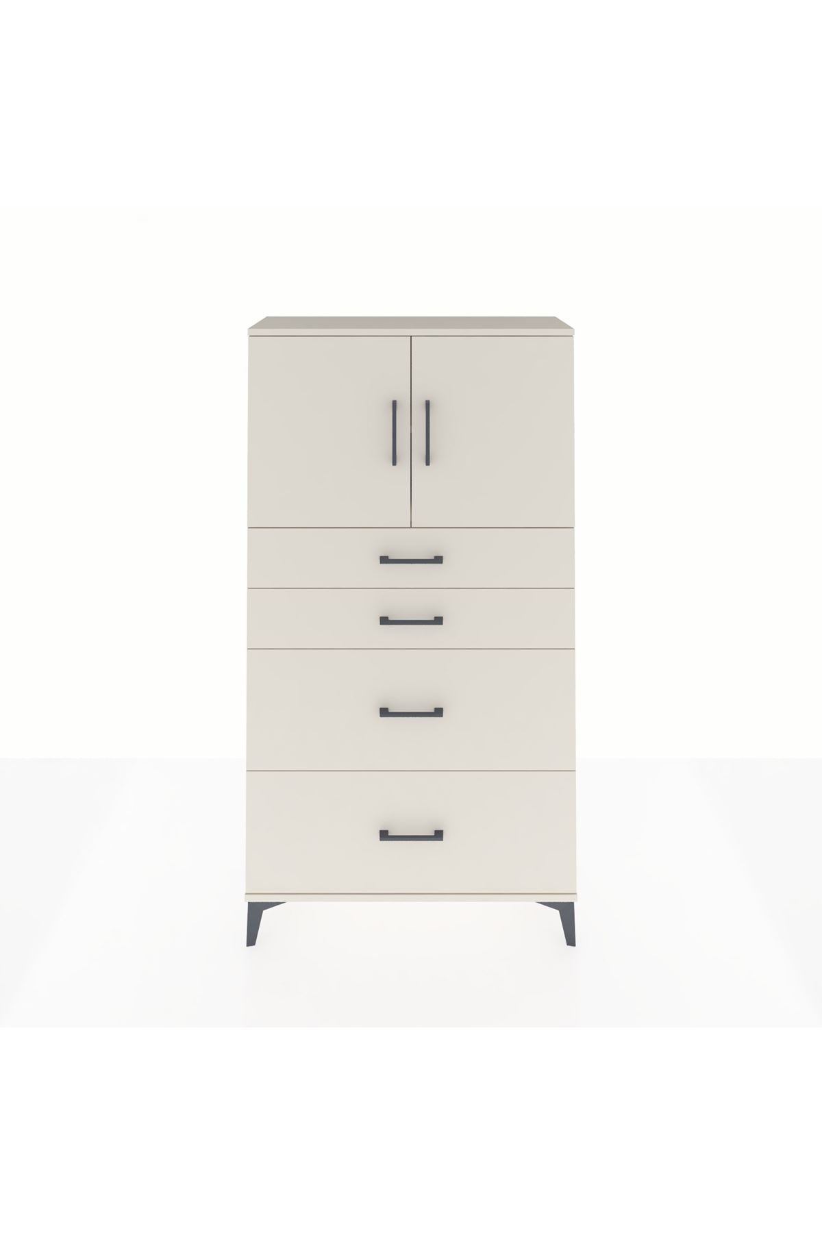 Arges Dolap 2 Raflı 4 Çekmeceli 2 Kapaklı 88x30x163 - S21M025V1A