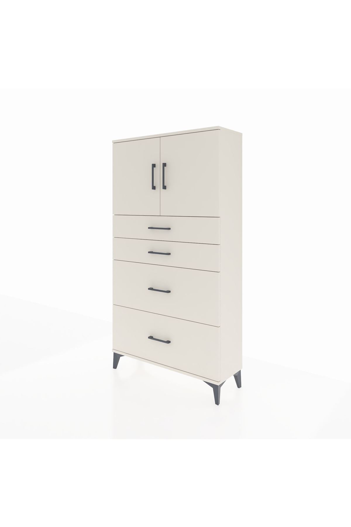Arges Dolap 2 Raflı 4 Çekmeceli 2 Kapaklı 88x30x163 - S21M025V1A