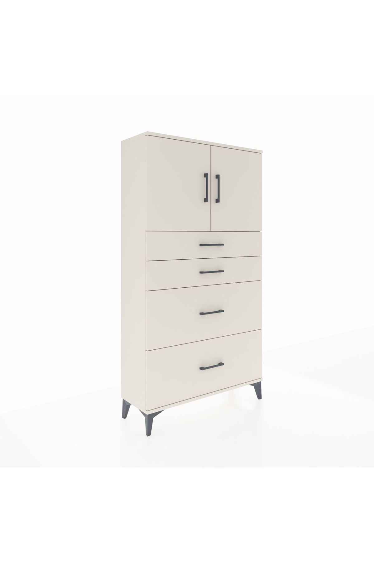 Arges Dolap 2 Raflı 4 Çekmeceli 2 Kapaklı 88x30x163 - S21M025V1A