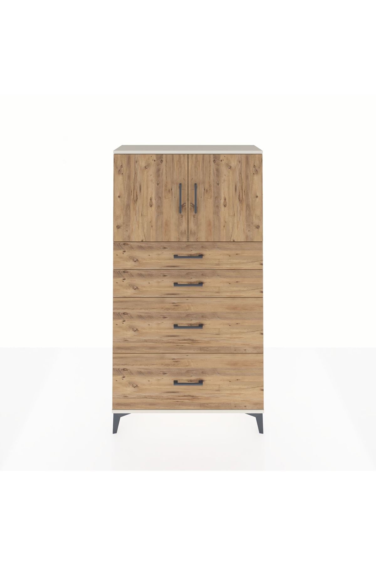 Arges Dolap 2 Raflı 4 Çekmeceli 2 Kapaklı 88x30x163 - S21M025V3A