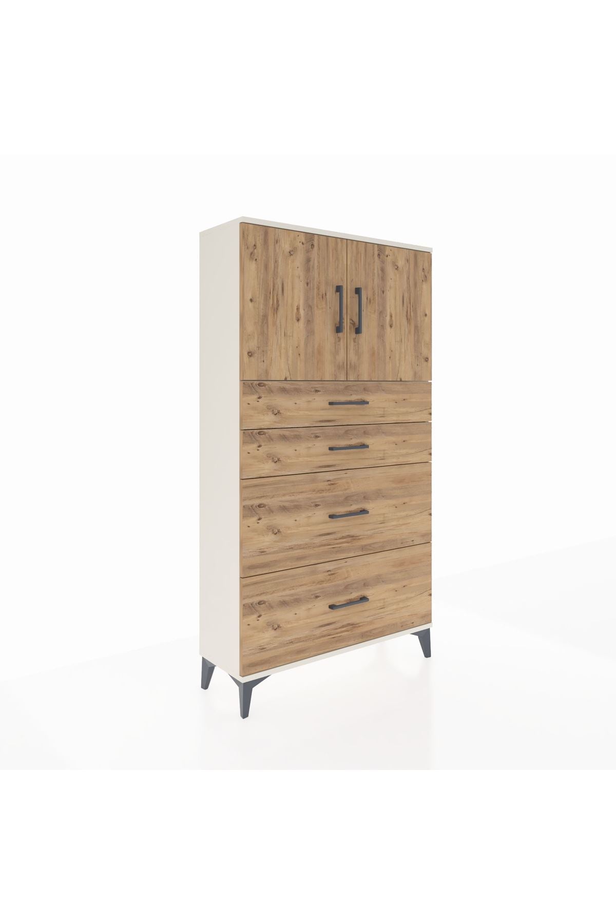 Arges Dolap 2 Raflı 4 Çekmeceli 2 Kapaklı 88x30x163 - S21M025V3A