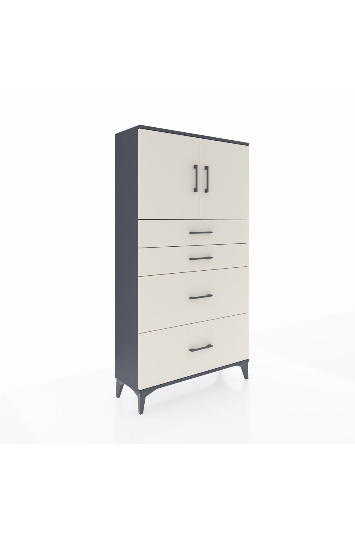 Arges Dolap 2 Raflı 4 Çekmeceli 2 Kapaklı 88x30x163 - S21M025V4A
