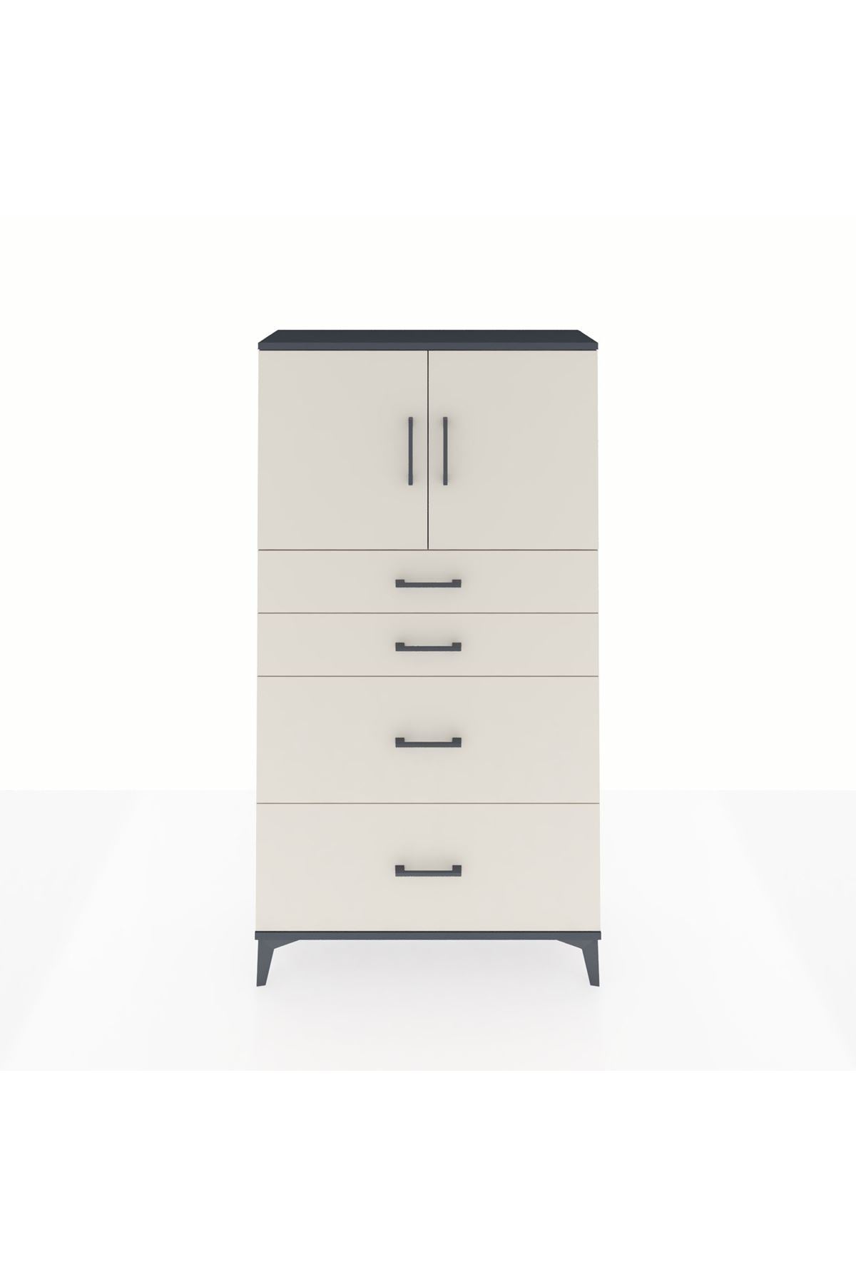 Arges Dolap 2 Raflı 4 Çekmeceli 2 Kapaklı 88x30x163 - S21M025V4A