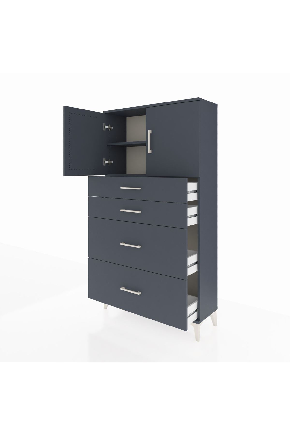 Arges Dolap 2 Raflı 4 Çekmeceli 2 Kapaklı 88x30x163 - S21M025V5A