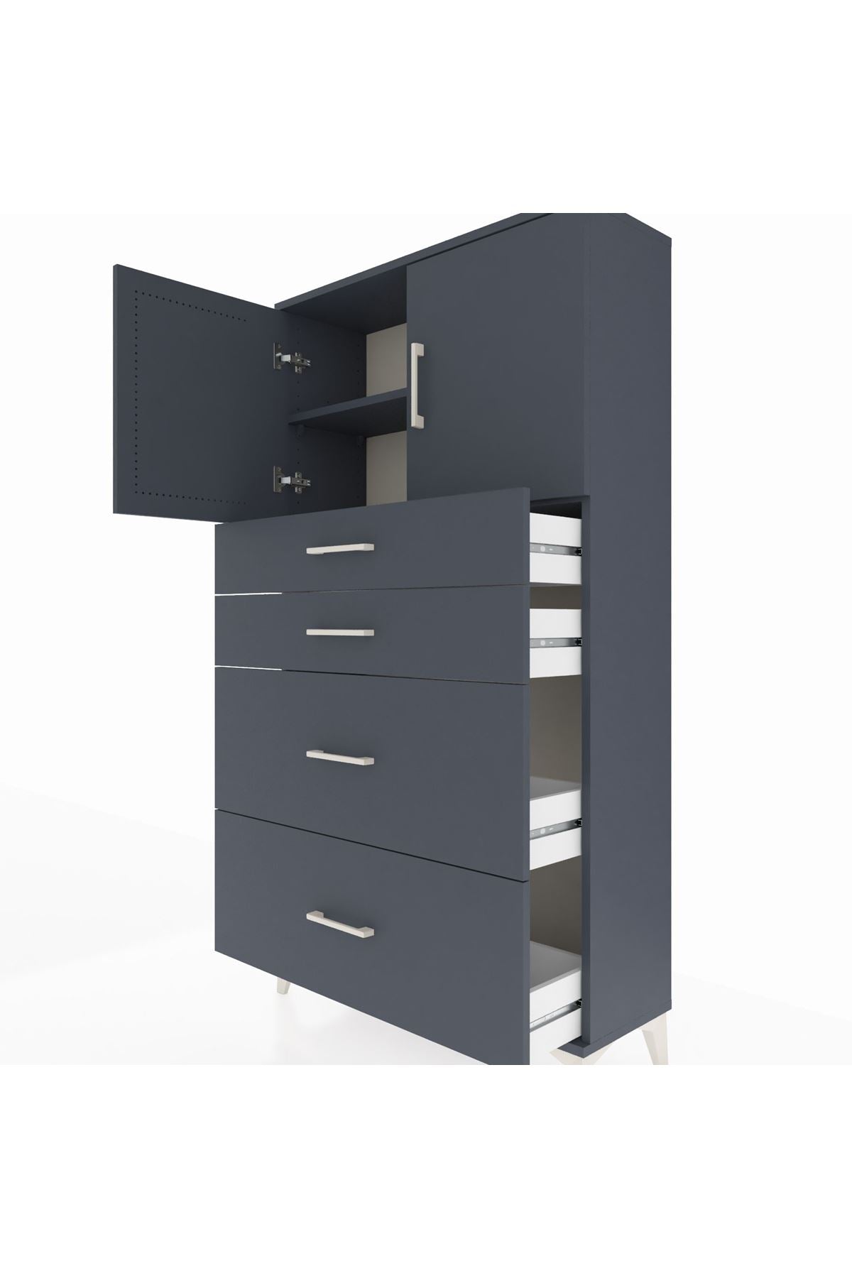 Arges Dolap 2 Raflı 4 Çekmeceli 2 Kapaklı 88x30x163 - S21M025V5A
